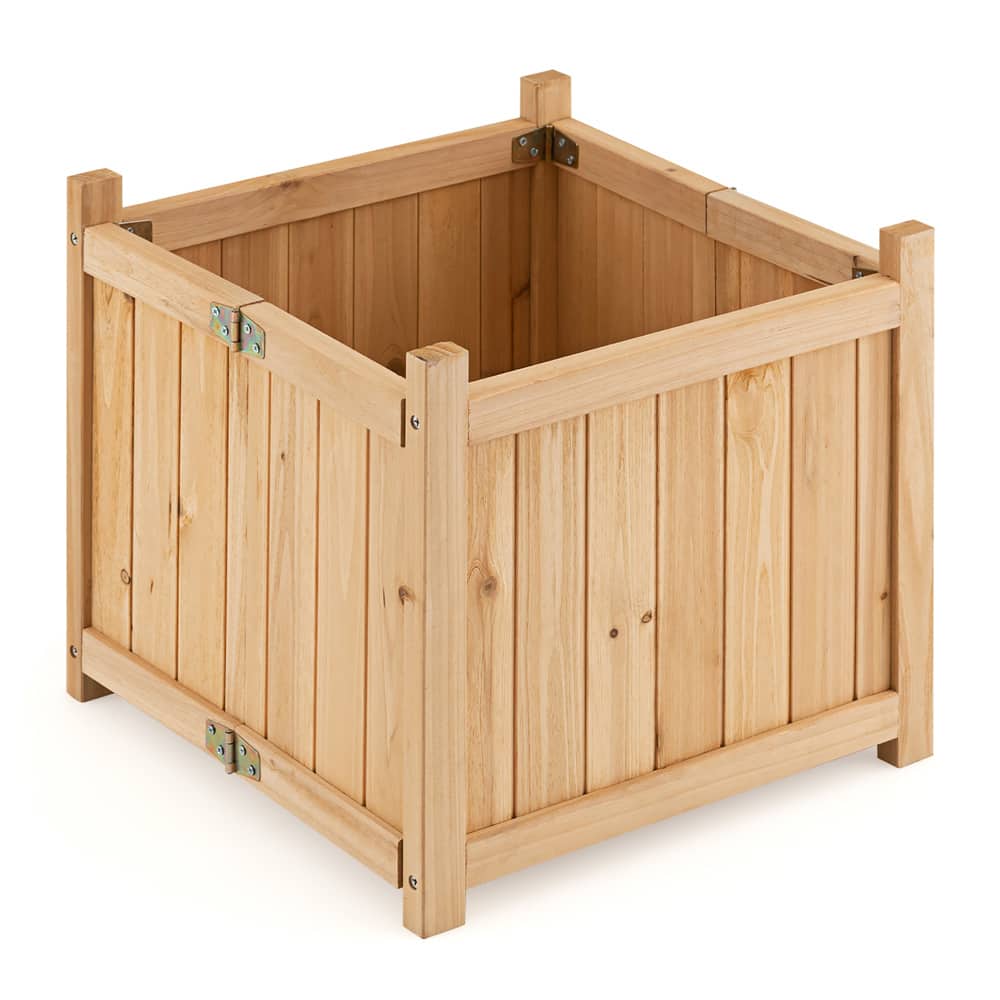 Costway 15" Elevated Outdoor Folding Wooden Planter Box with Removable Bottom
