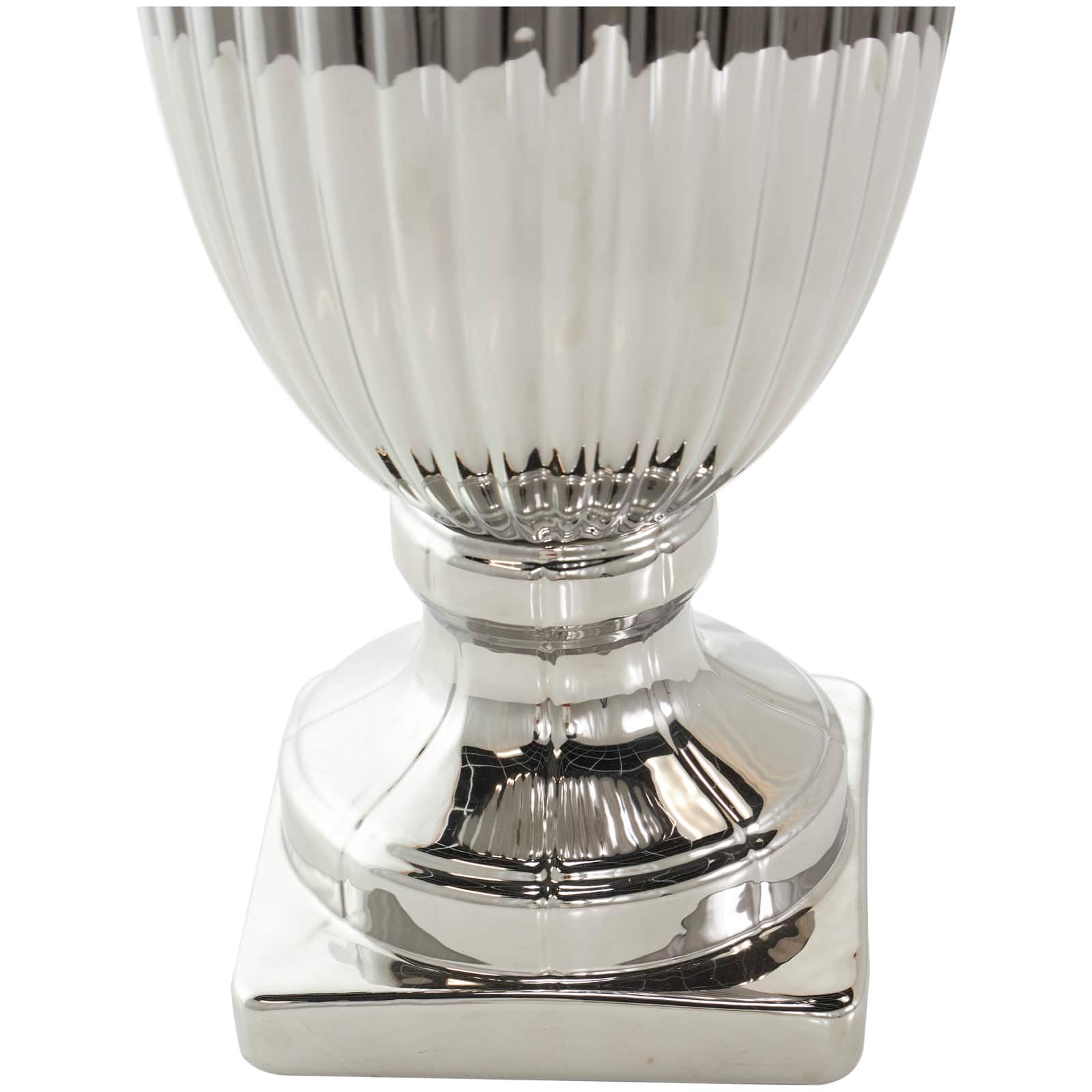 Silver Ceramic Decorative Jars with Grooves