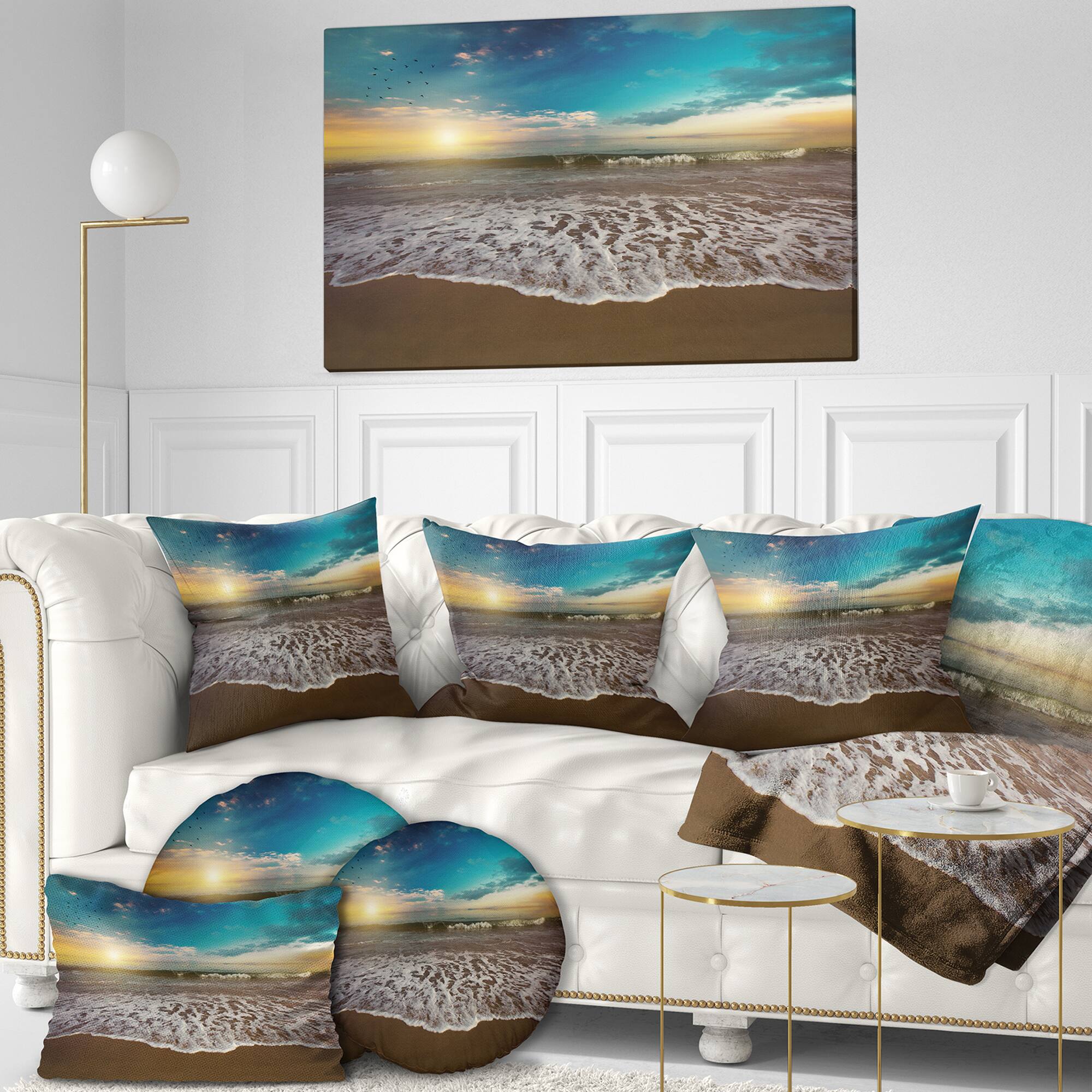Designart - Ocean Waves at Sunrise - Sea & Shore Photography on wrapped Canvas