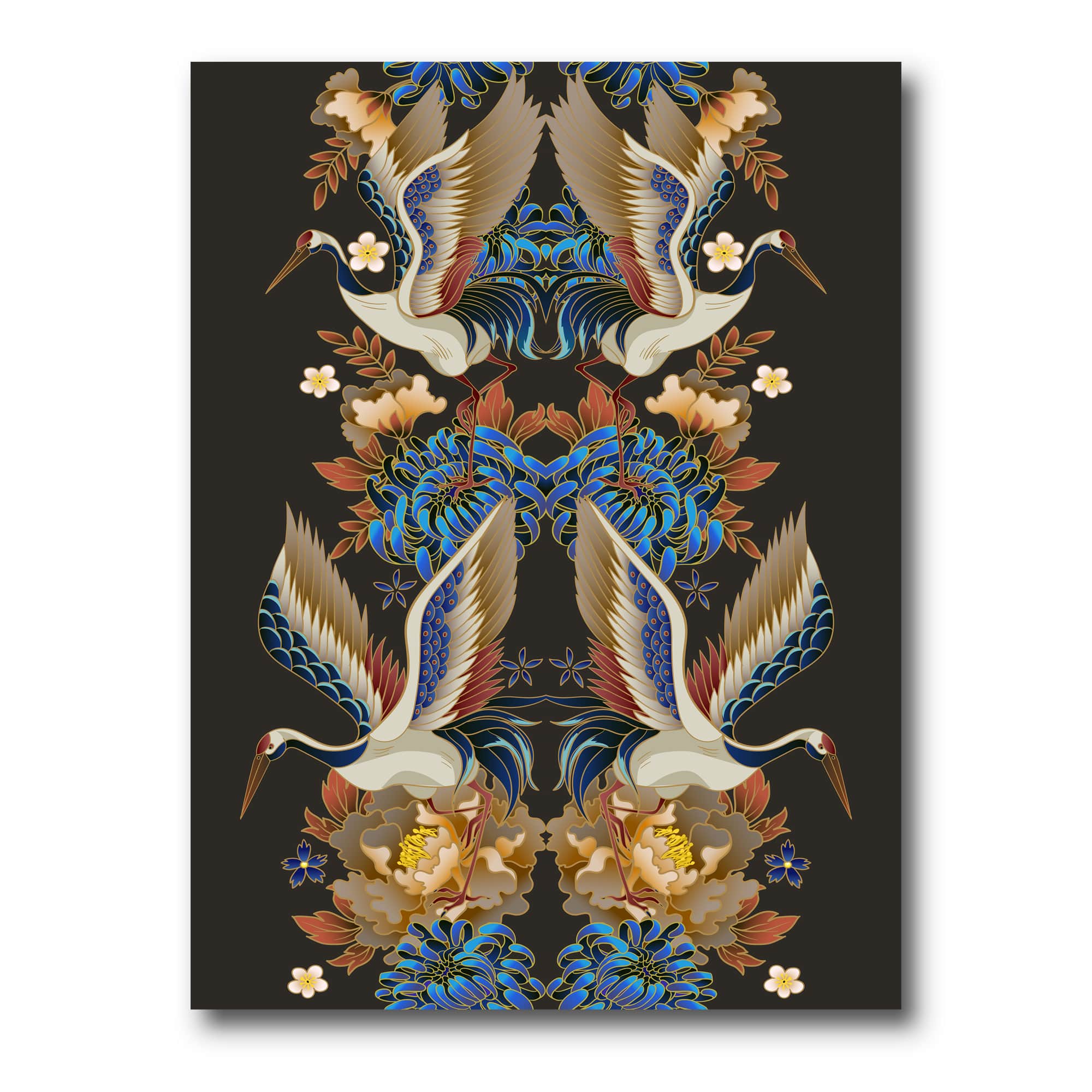 Designart - Chinoiserie With Birds and Peonies IX - Traditional Canvas Wall Art Print