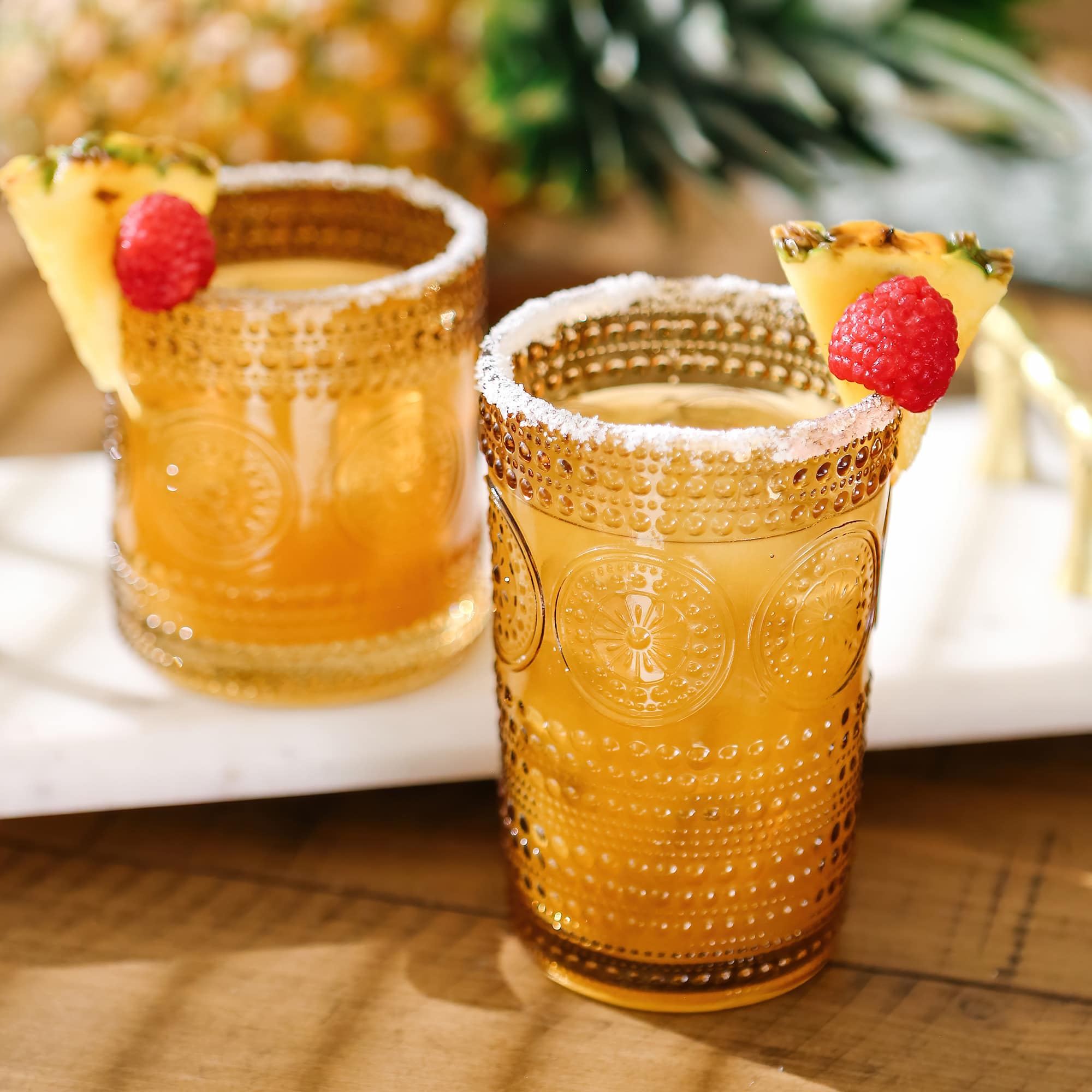 Kate Aspen® 13oz. Beaded Floral Amber Drinking Glasses, 6ct.