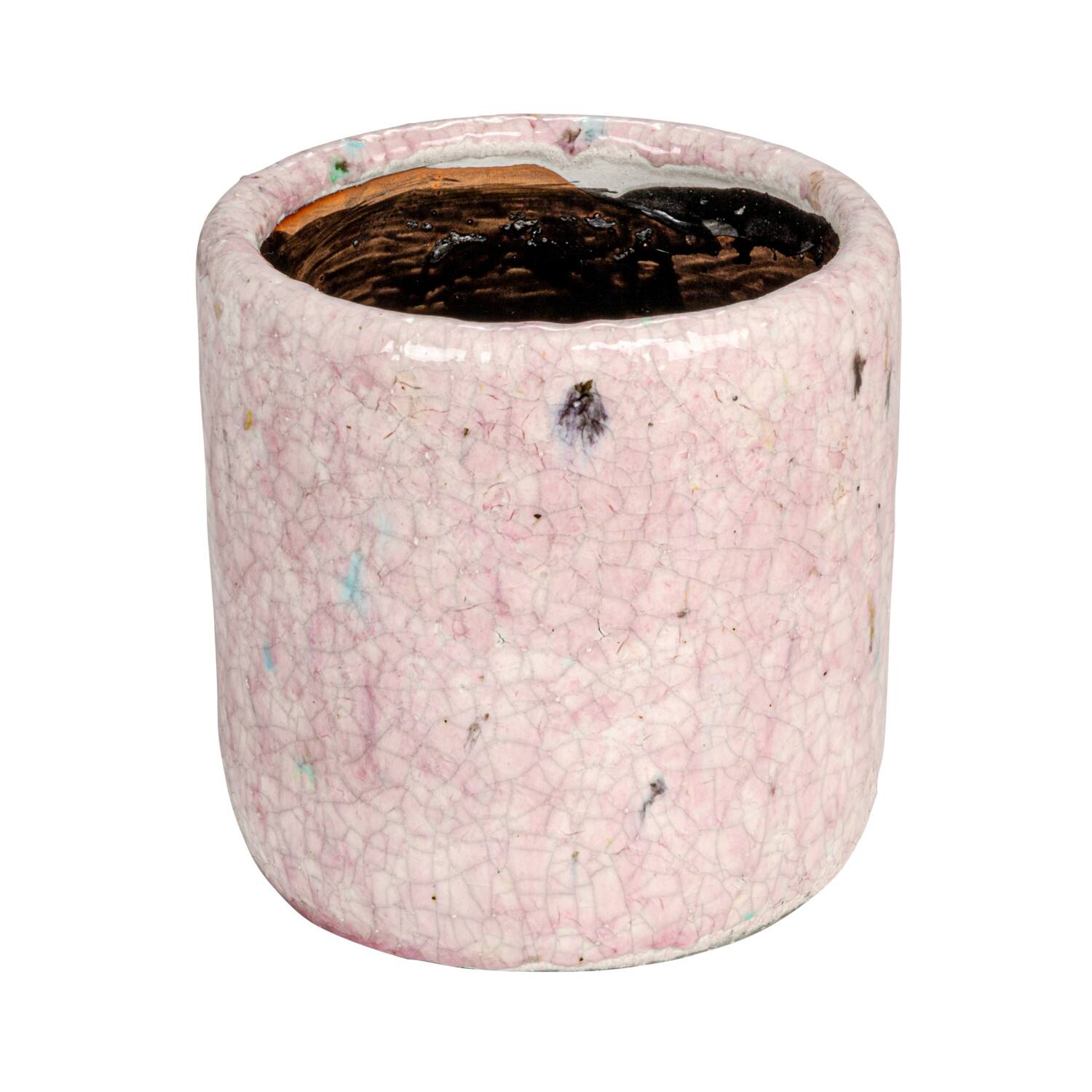 Hello Honey® 4.75" Matte Pink Crackle Glaze Decorative Terra Cotta Planter