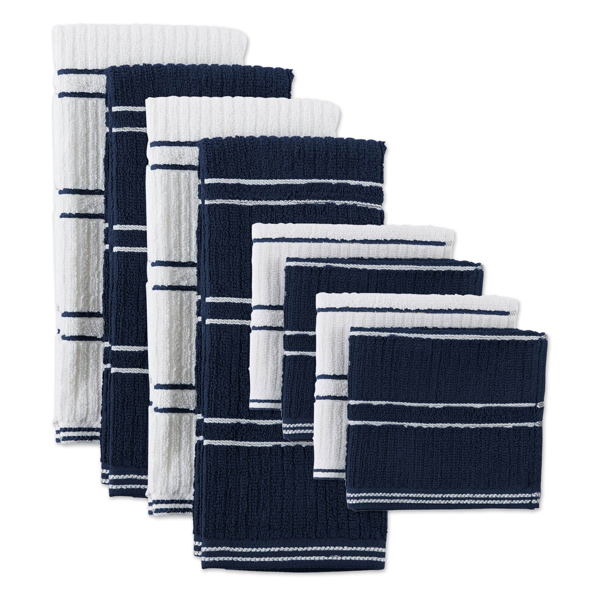 DII® Blue Ribbed Terry Dishtowel & Dishcloth Set