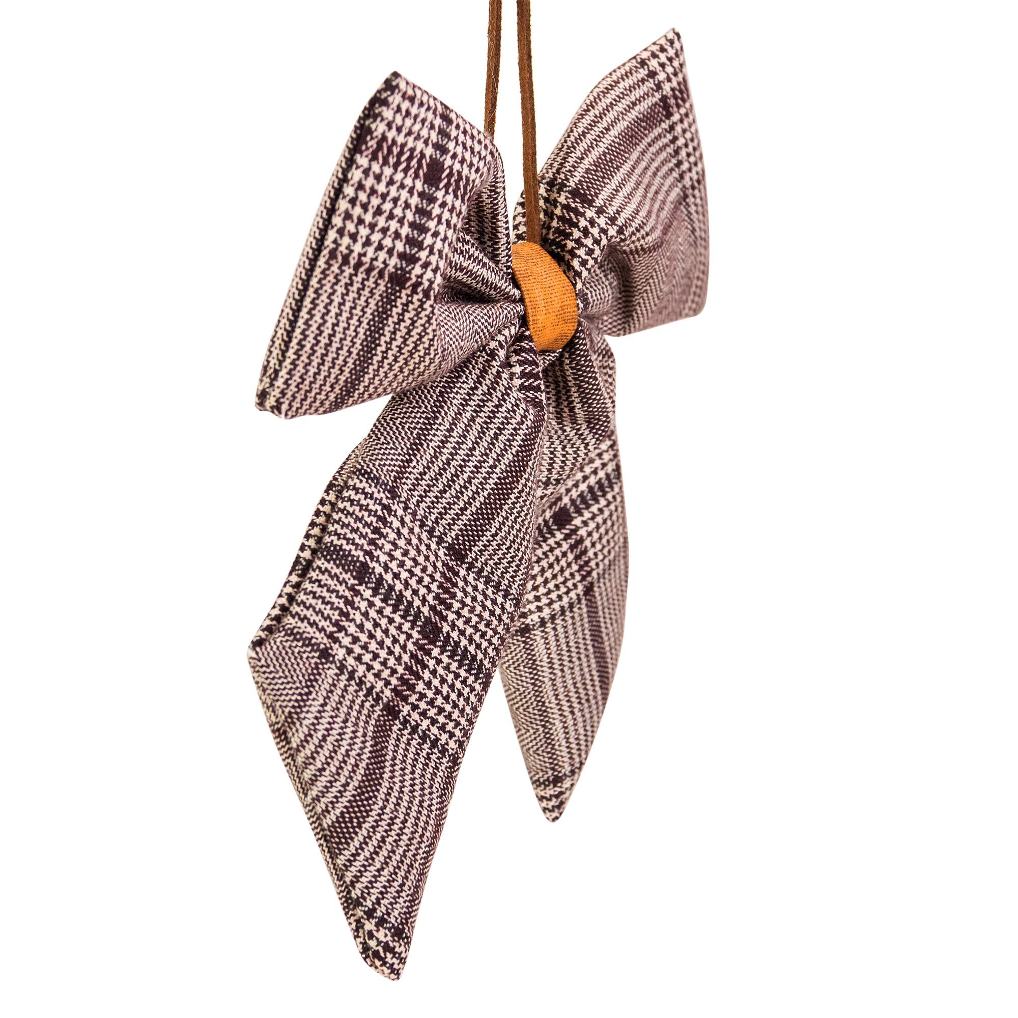 19" Black & White Plaid Two Loop Christmas Bow Decoration