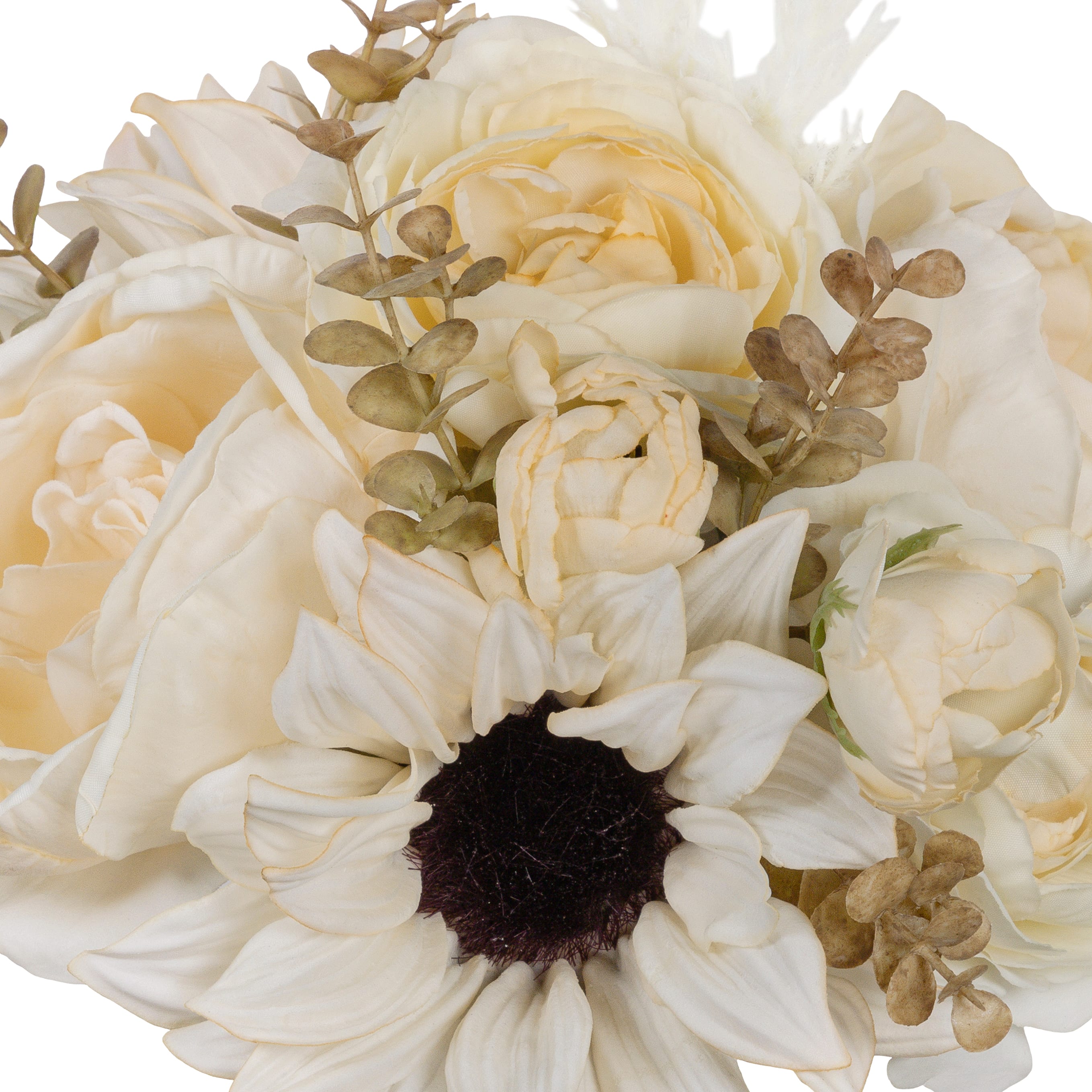 12" Cream Ranunculus & Sunflower Mix Real Touch Bundle by Ashland®