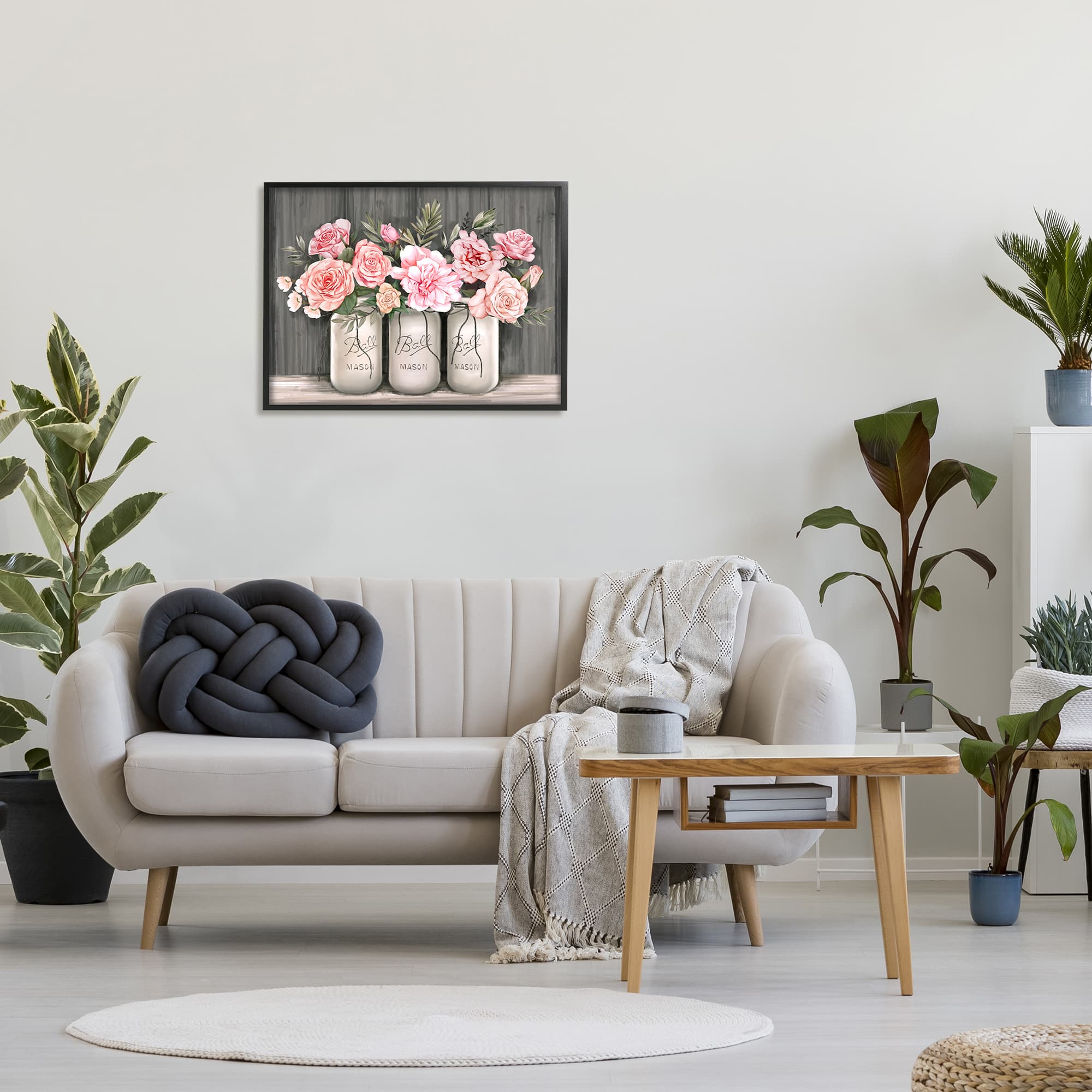 Stupell Industries Blossoming Pink Rose Bouquets Black Framed Wall Art