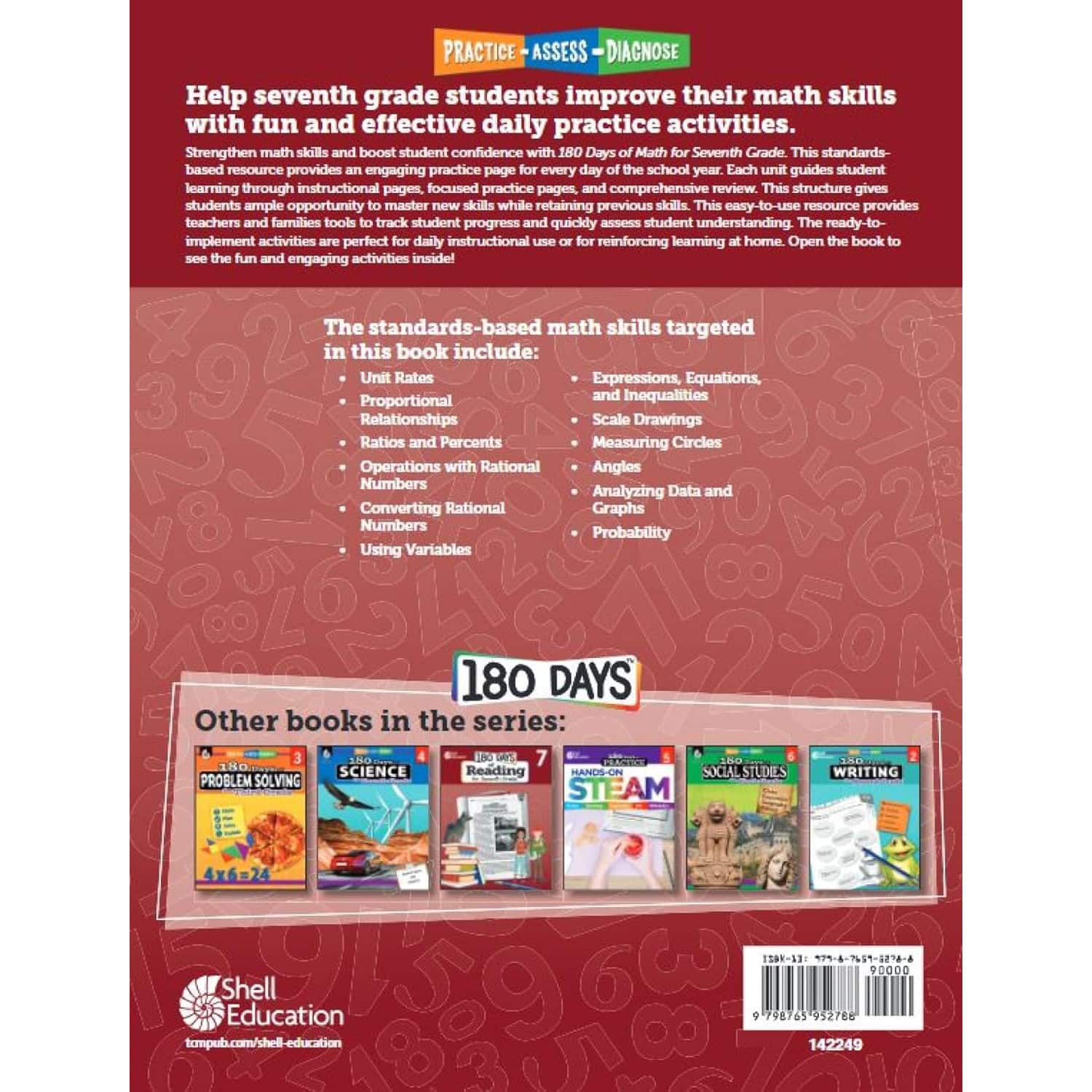 Shell Education 180 Days of Math for Seventh Grade