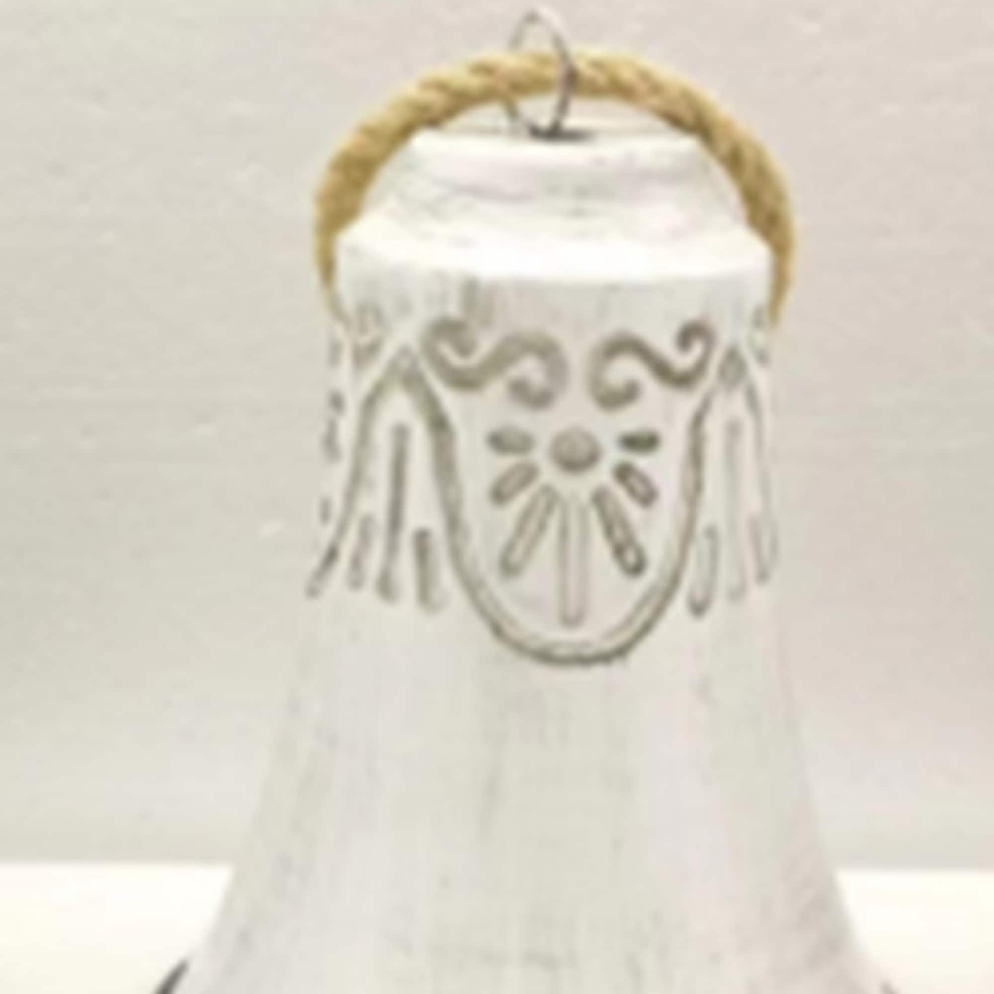 Embossed Bells Christmas Ornaments - 6" - Gray and White - Set of 2