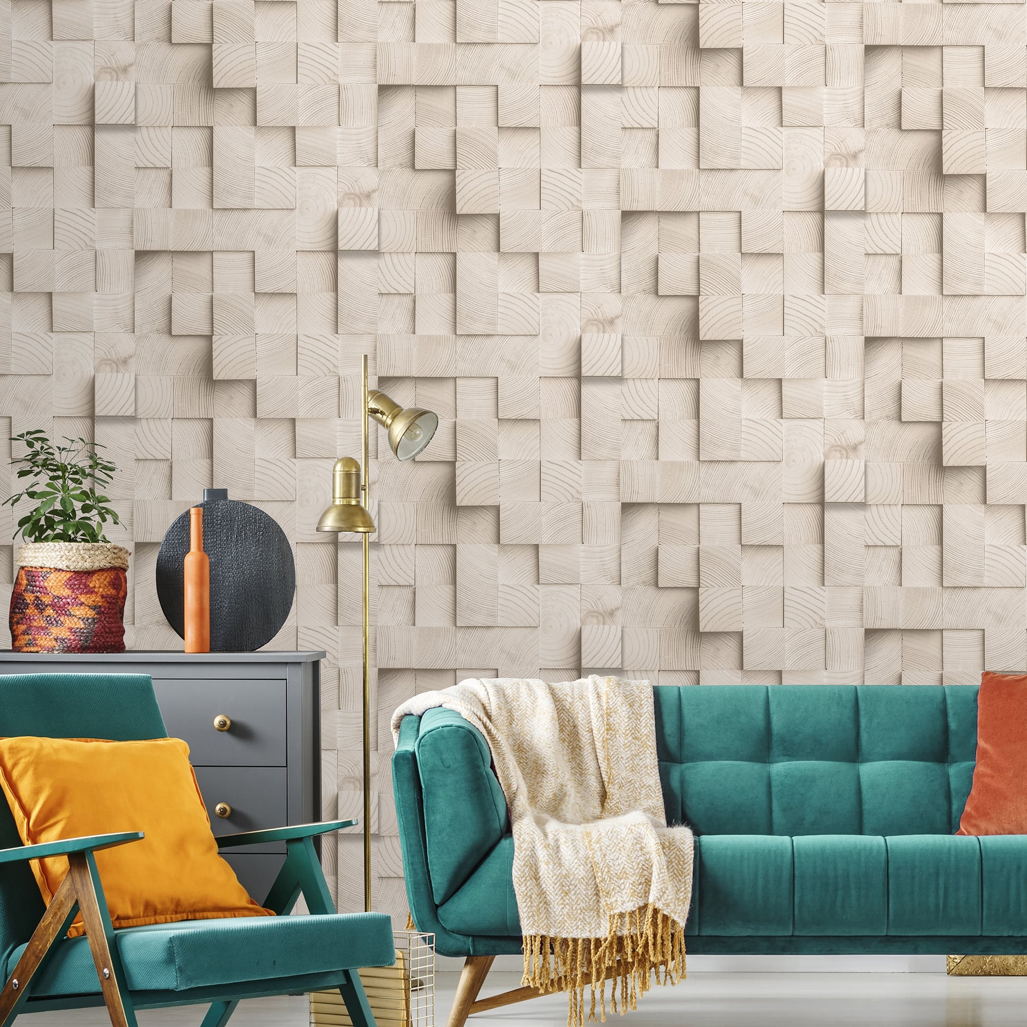 Designs Direct Wood Blocks Wallpaper