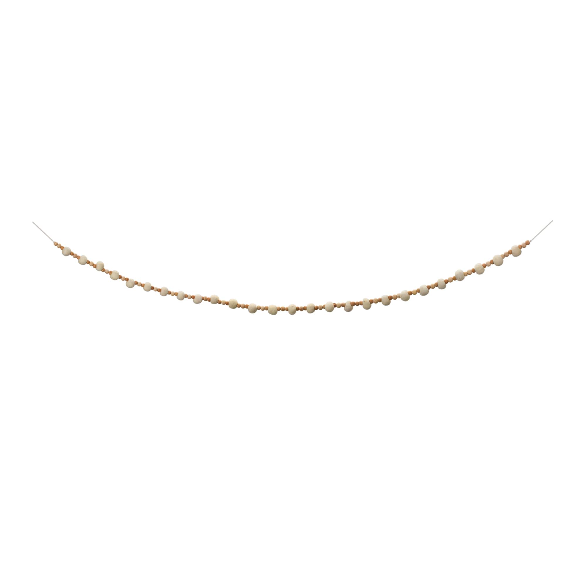 5.5ft. White & Beige Wood Beaded String Garlands, 2ct.