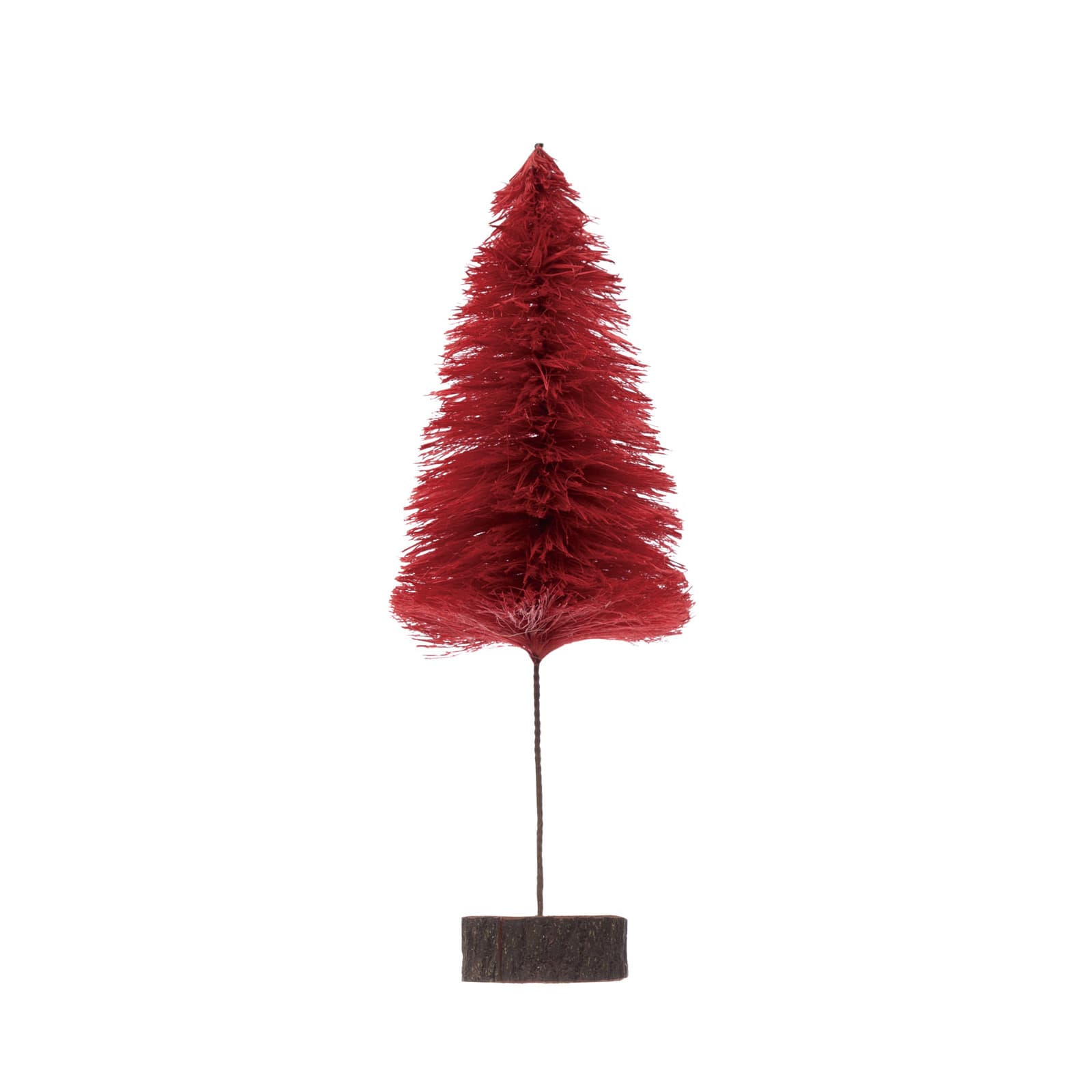 Hello Honey® Berry Red Sisal Bottle Brush Tree with Wood Slice Base