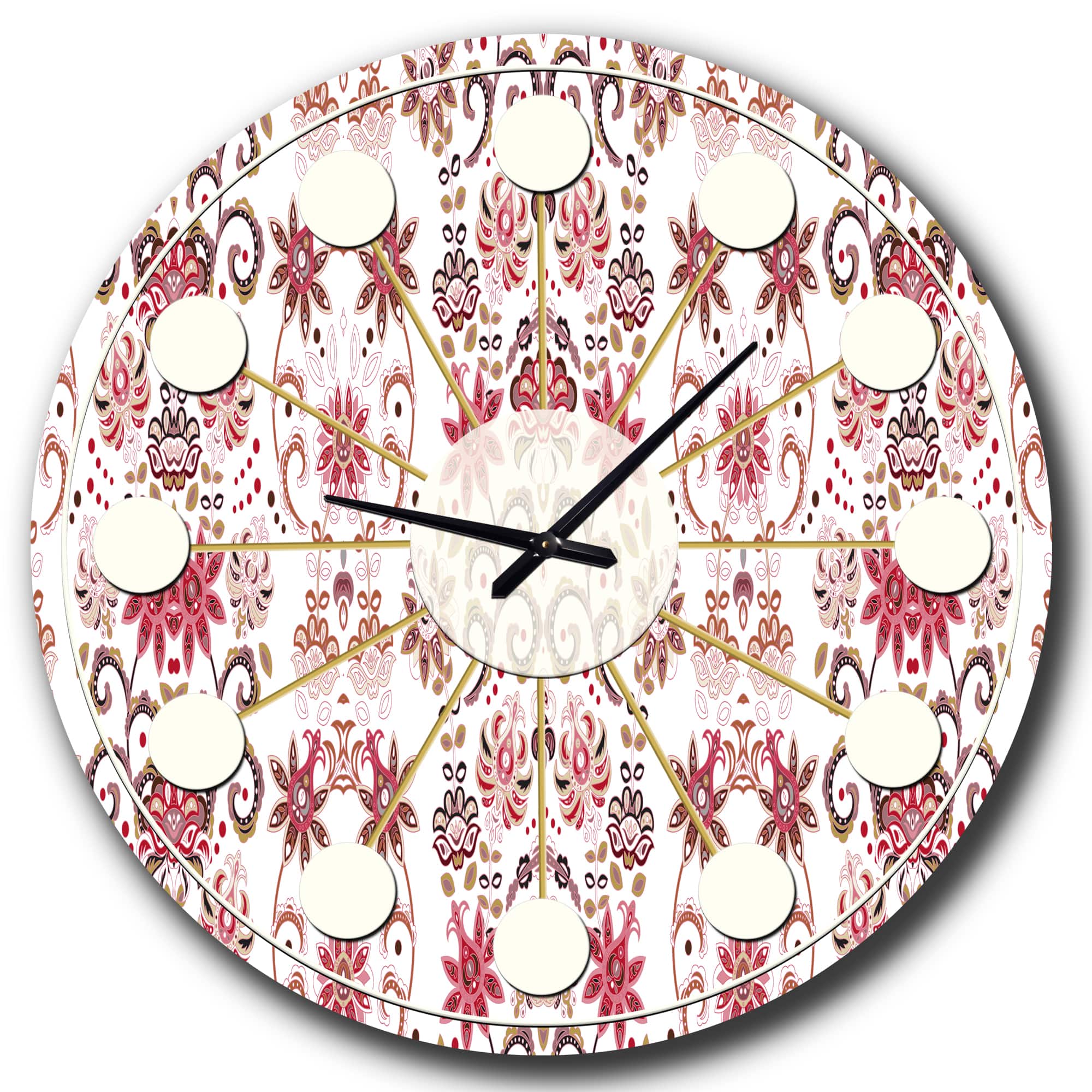 Designart 'Ornamental Retro Pattern Mid-Century Modern Wall Clock