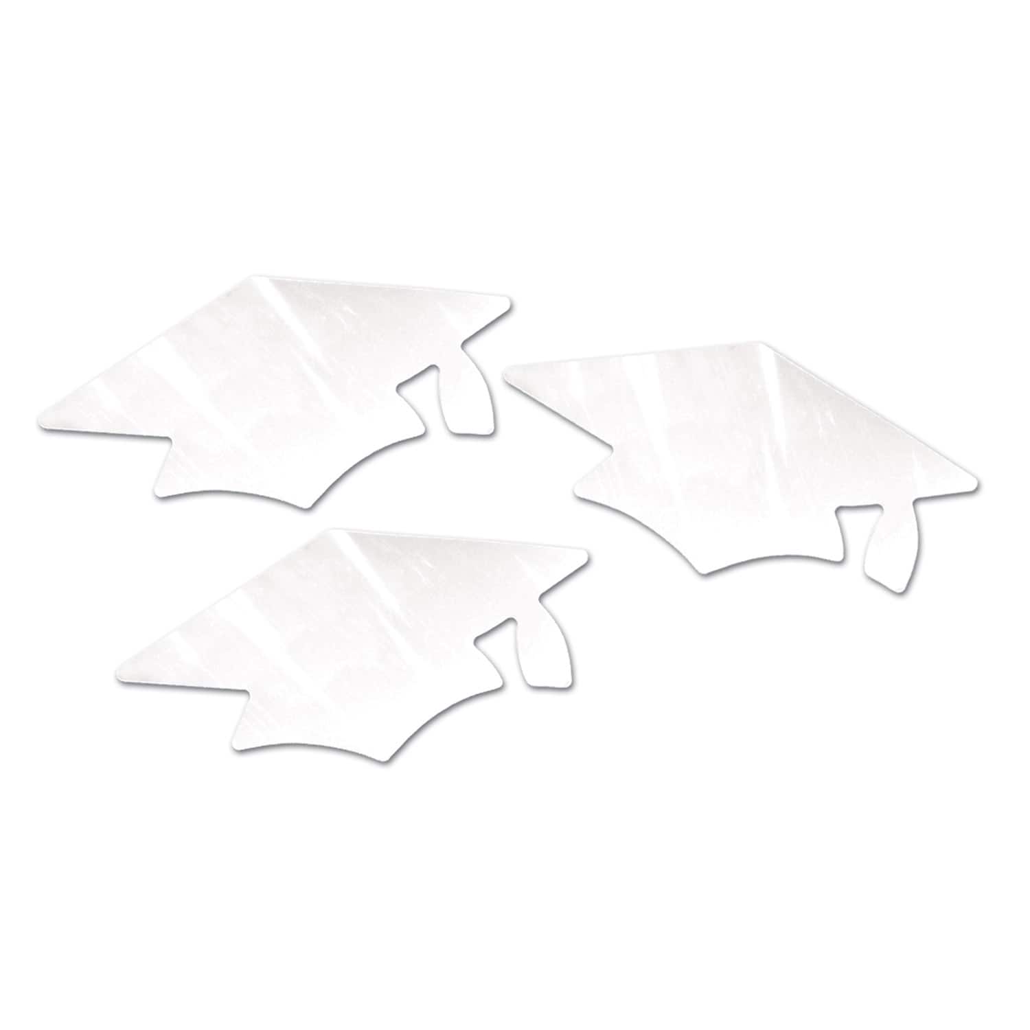 Beistle 5.5" White Metallic Grad Cap Cutouts, 18ct.