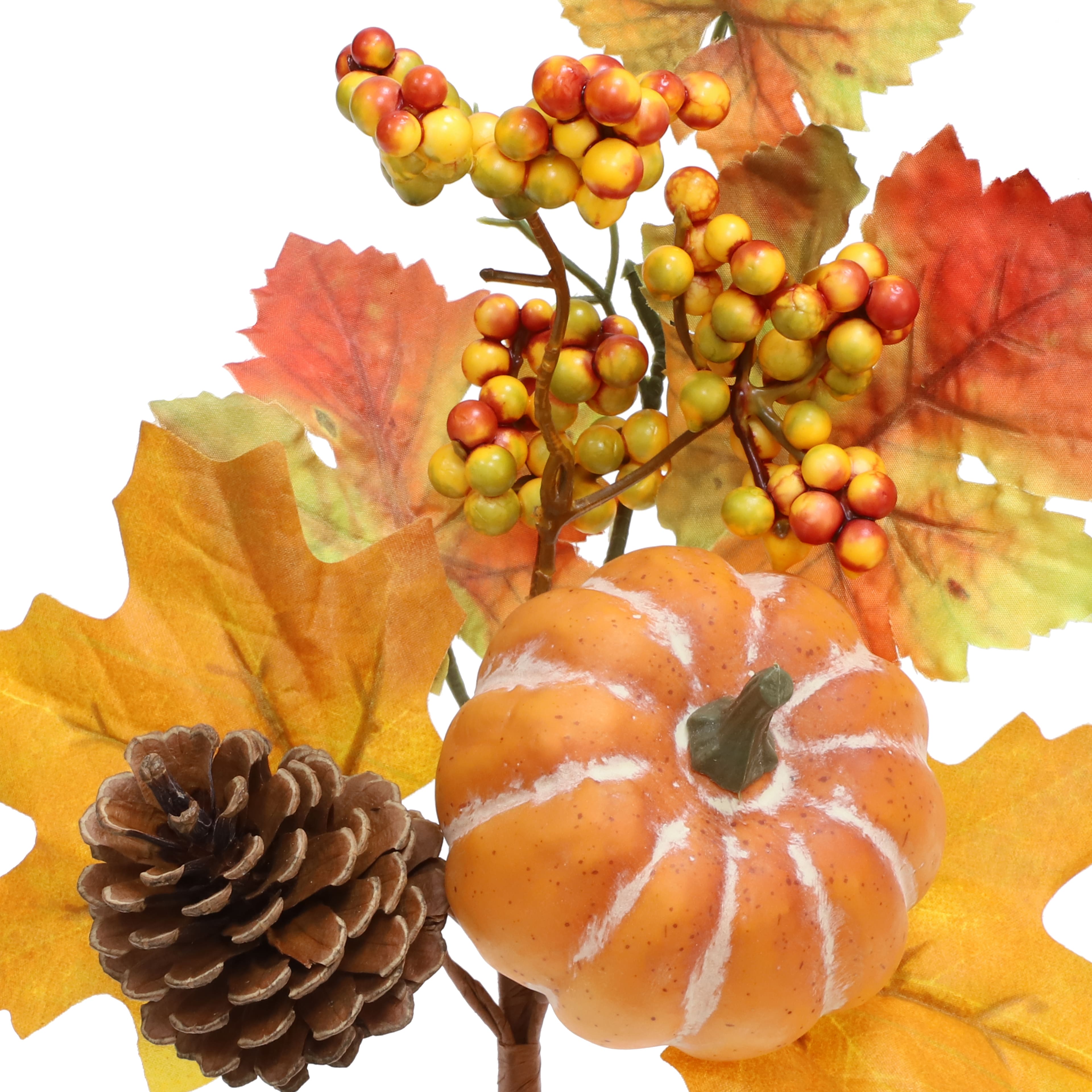 13" Orange, Yellow & Red Maple Leaf Pick with Pinecone & Pumpkin by Ashland®