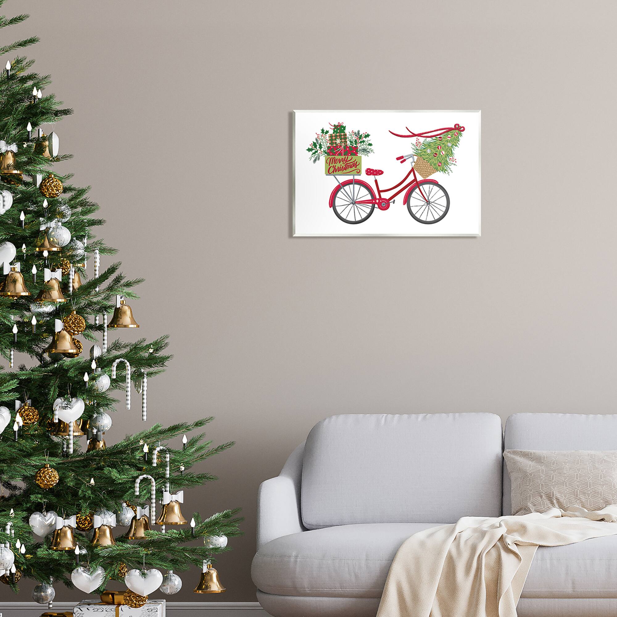 Stupell Industries Merry Christmas Seasonal Bicycle Wall Plaque Art