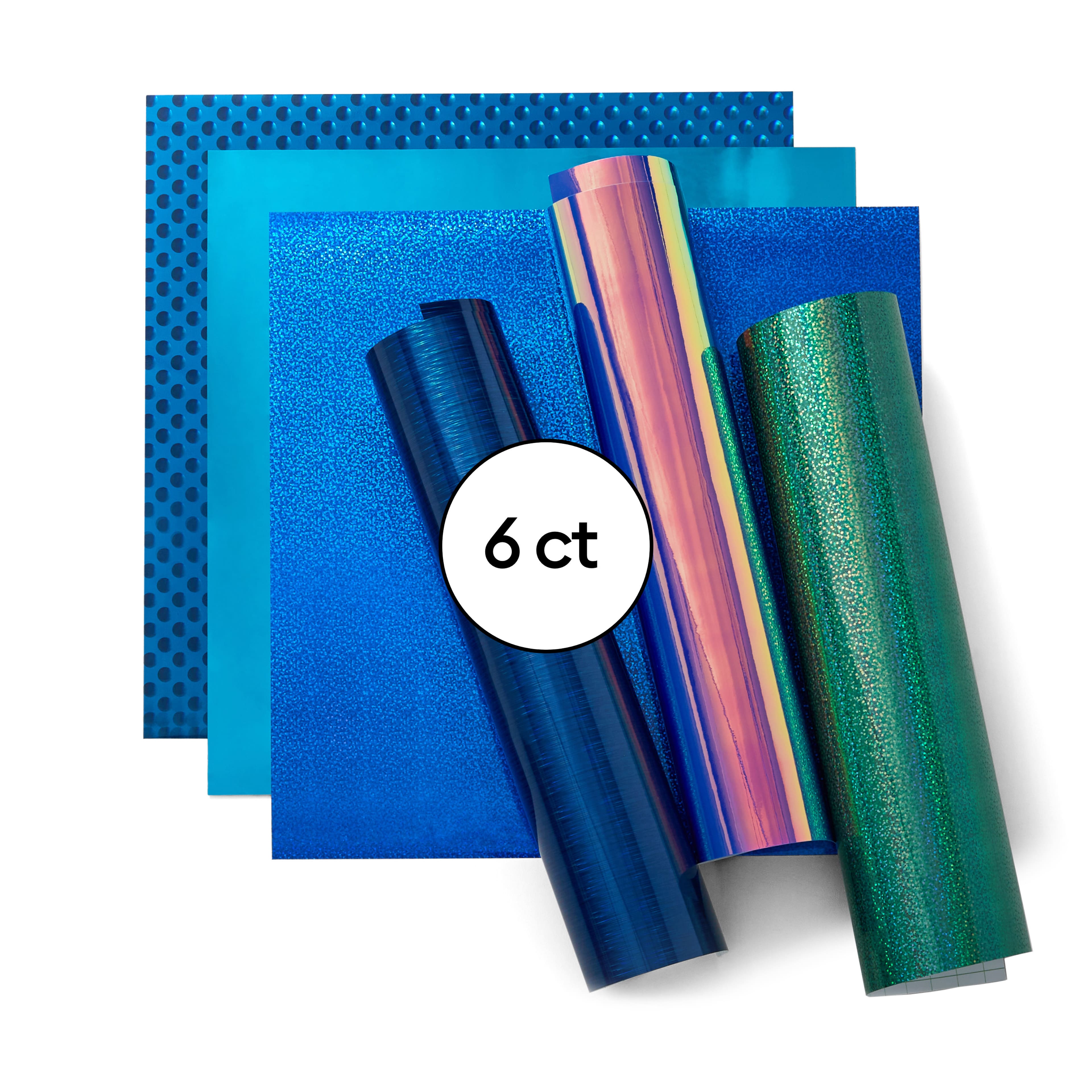 Cricut® Permanent Holographic Vinyl, Blue Sampler