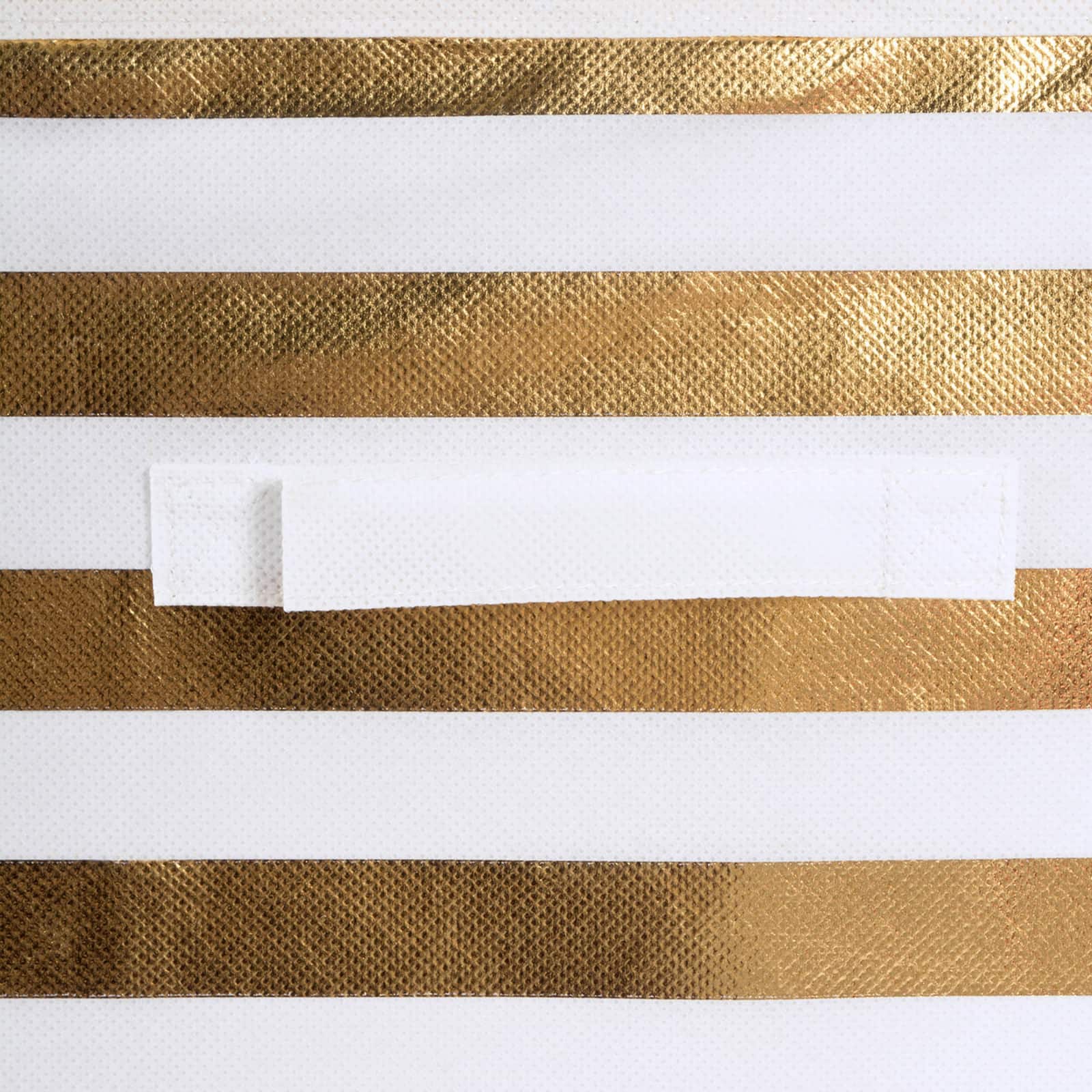 DII® 11" Nonwoven Polyester White & Gold Stripes Storage Cube