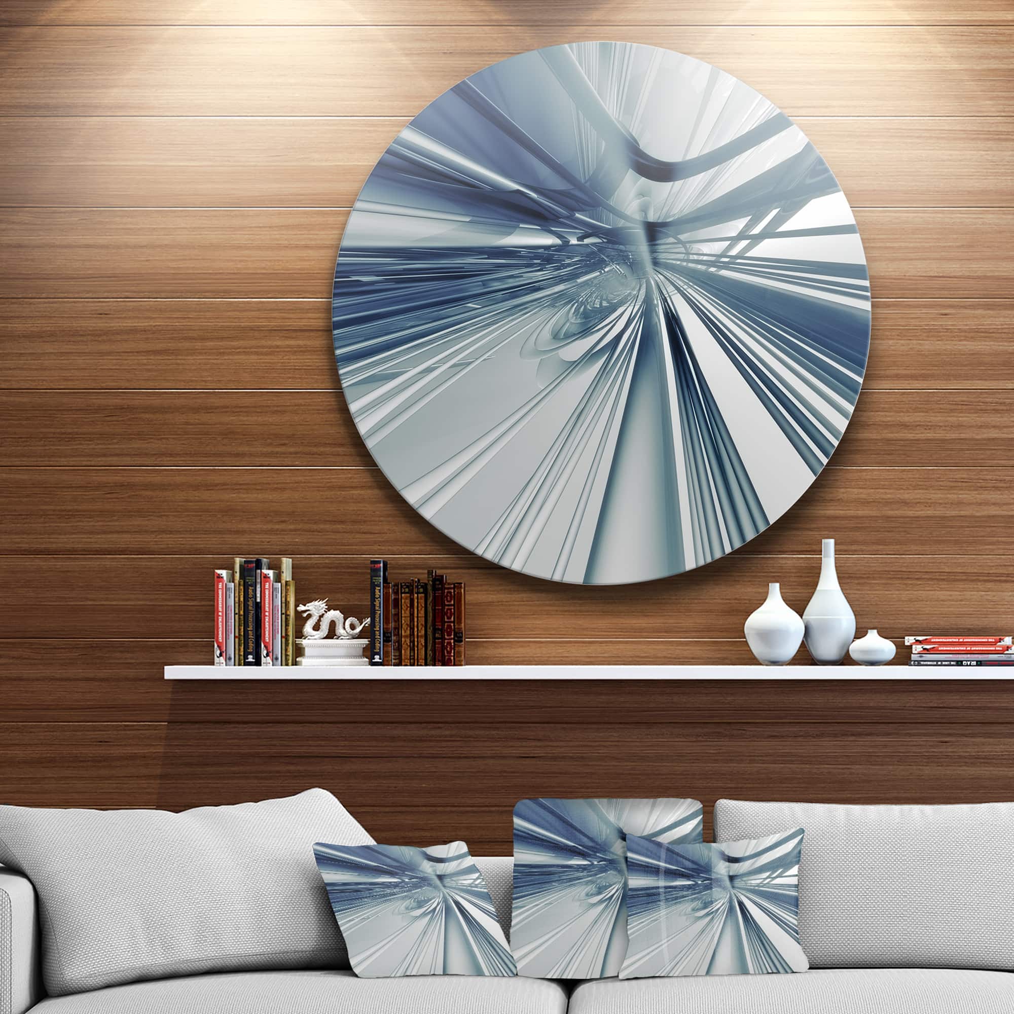 Designart - Blue 3D Textured Art' Abstract Circle Metal Wall Art