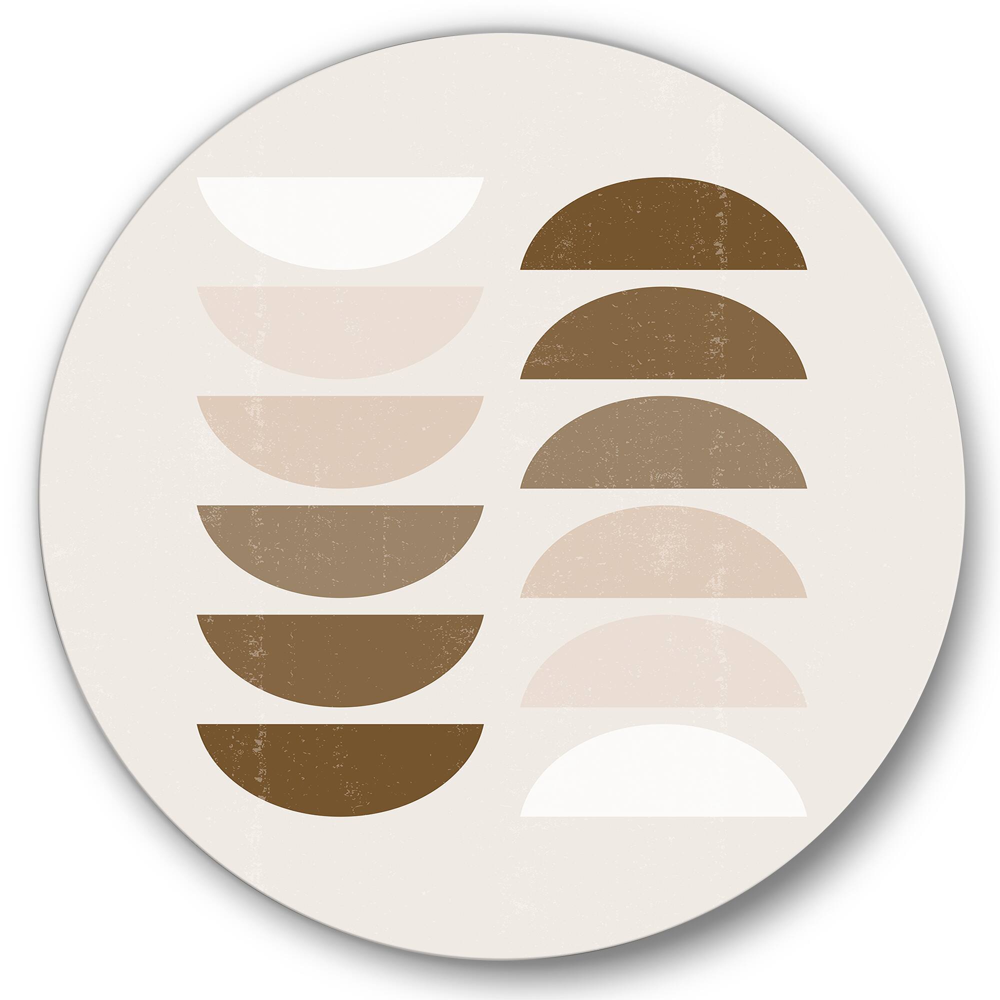 Designart - Abstract Sun & Moon Geometrics In Terracotta II - Modern Metal Circle Wall Art