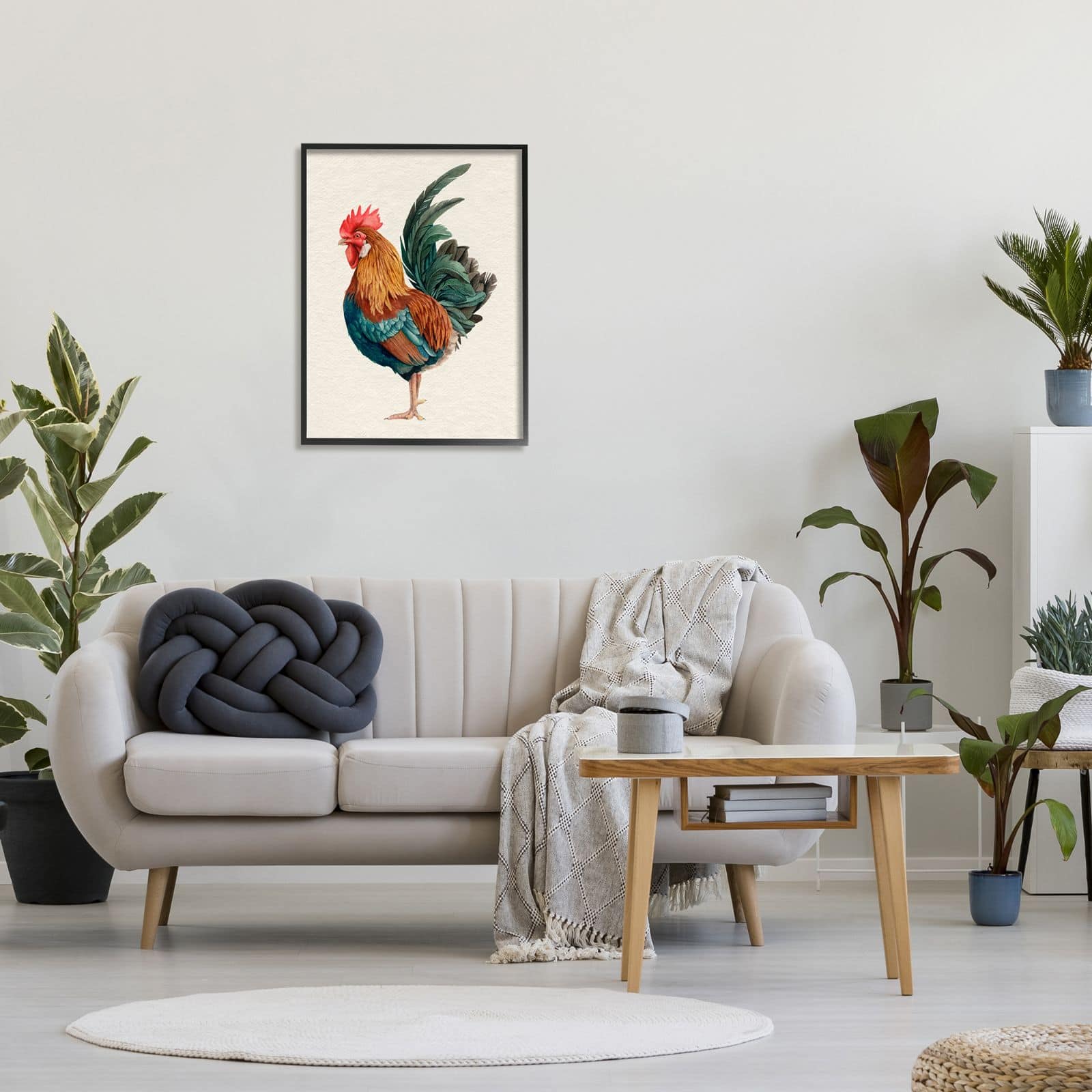 Stupell Industries Traditional Morning Rooster Illustration Elegant Bird Feathers Framed Wall Art