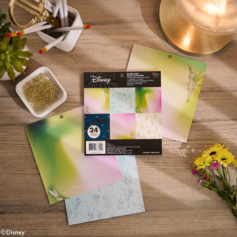 The Happy Planner® Disney© Tinkerbell 6" x 6" Scrapbooking Paper Pad, 24 Sheets