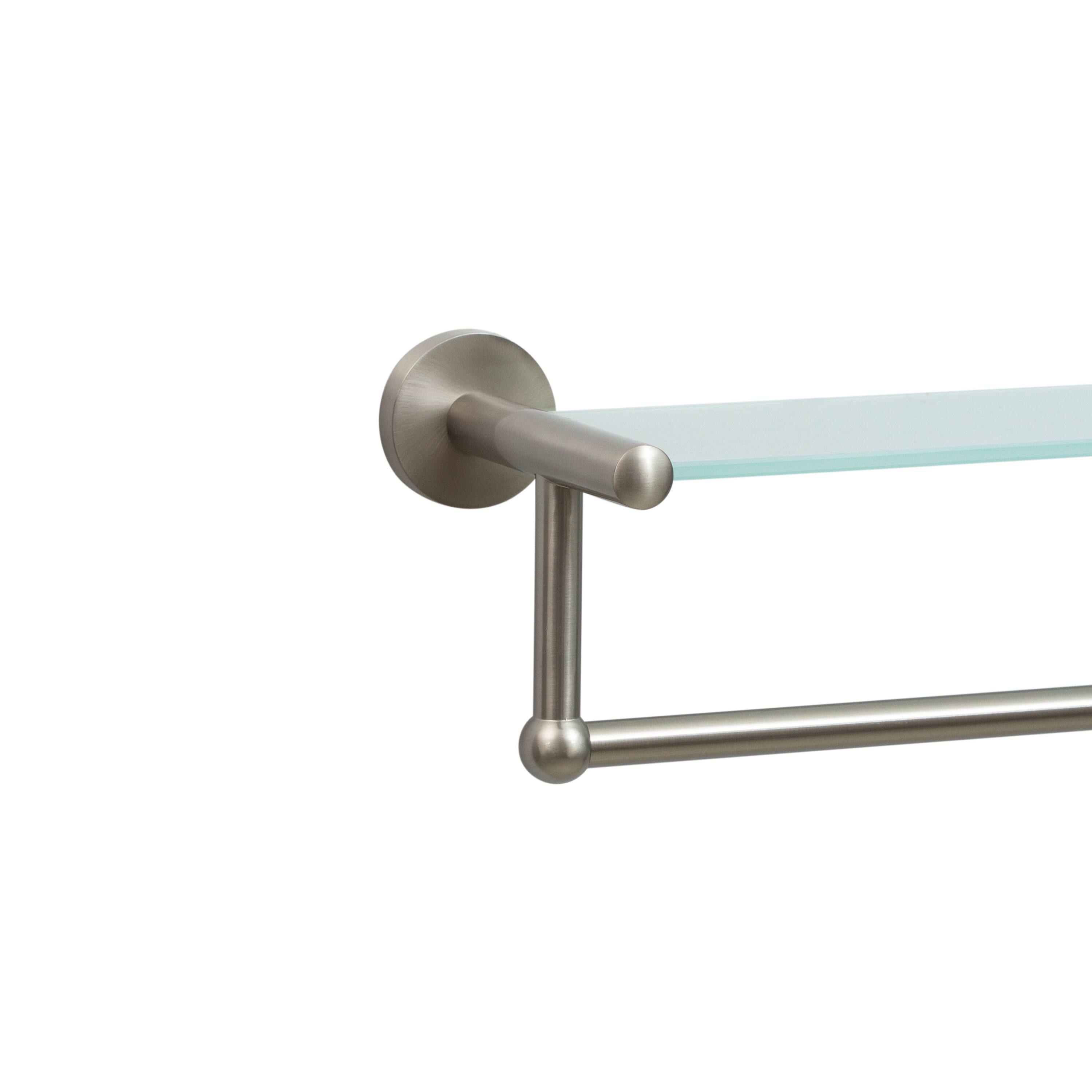 Organize It All Satin Nickel Glass Shelf & Towel Bar 
