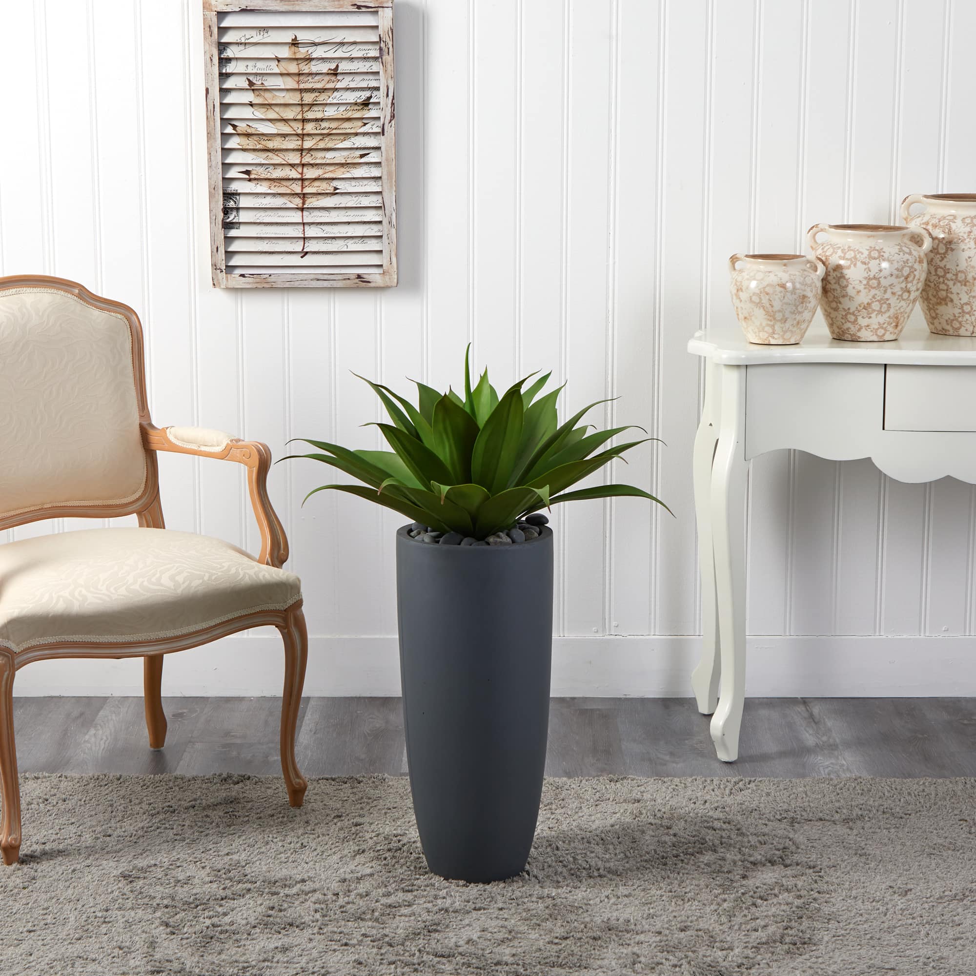 3ft. Agave Plant in Gray Cylinder Planter