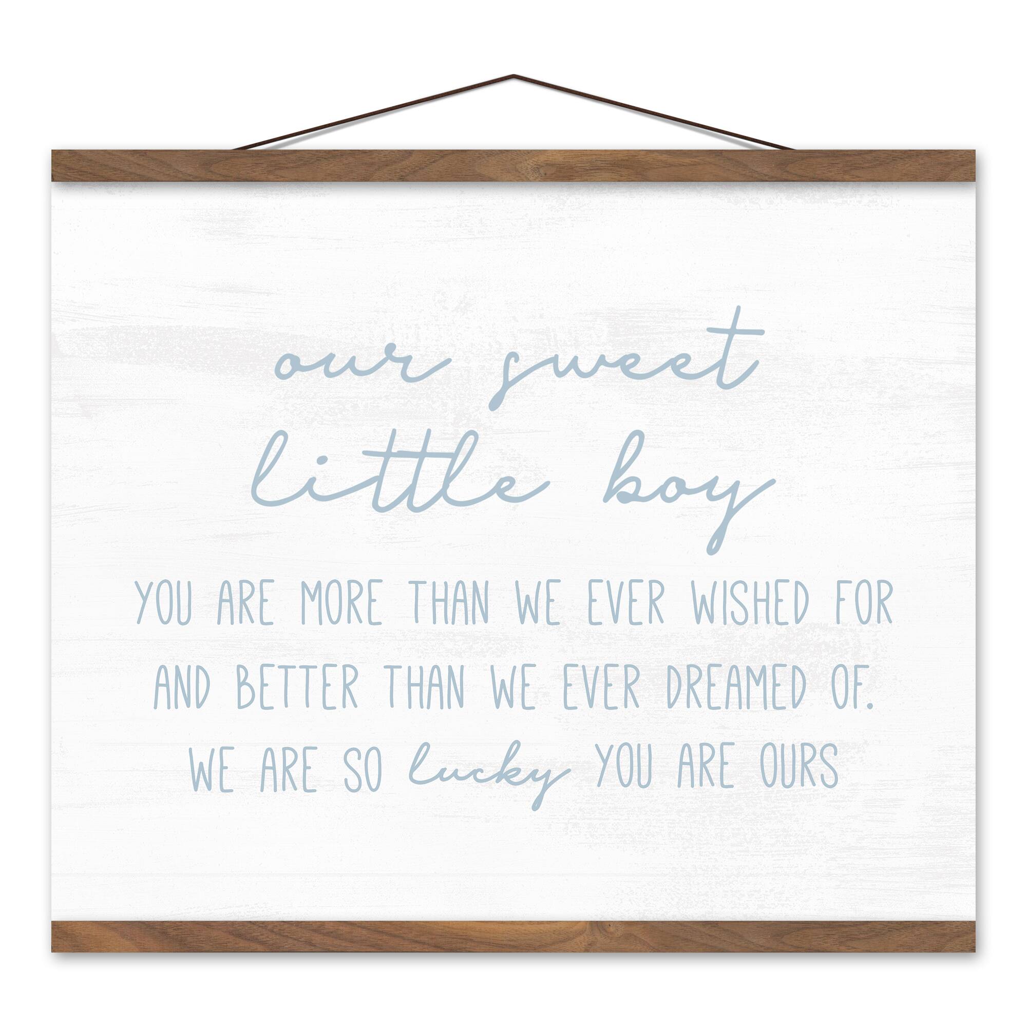 Our Sweet Little Boy 16" x 20" Teak Hanging Canvas