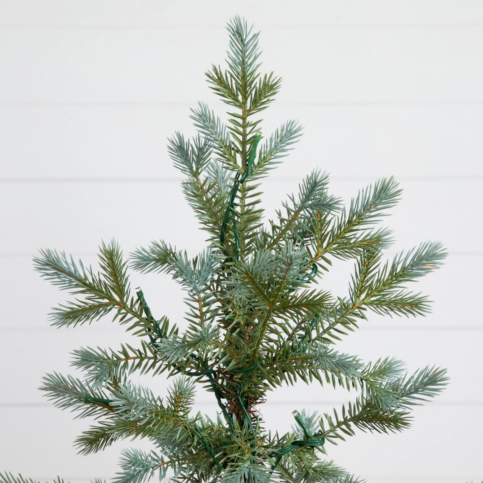 Nearly Natural 4ft. Pre-Lit Artificial Christmas Tree in Gray Ceramic Planter