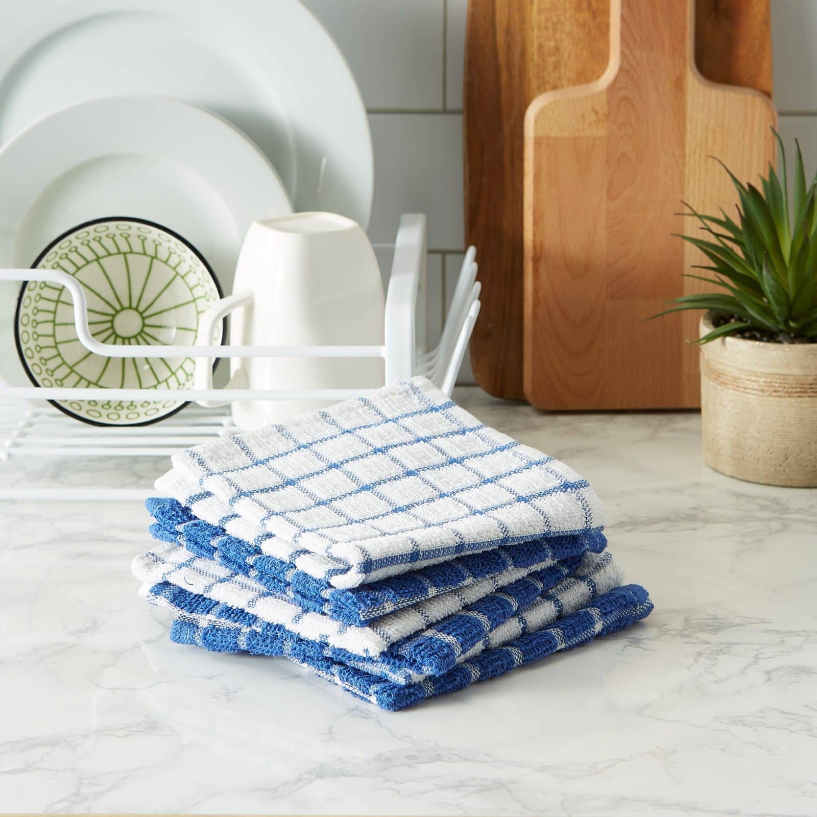DII® Blue Combo Windowpane Dishcloths, 6ct.