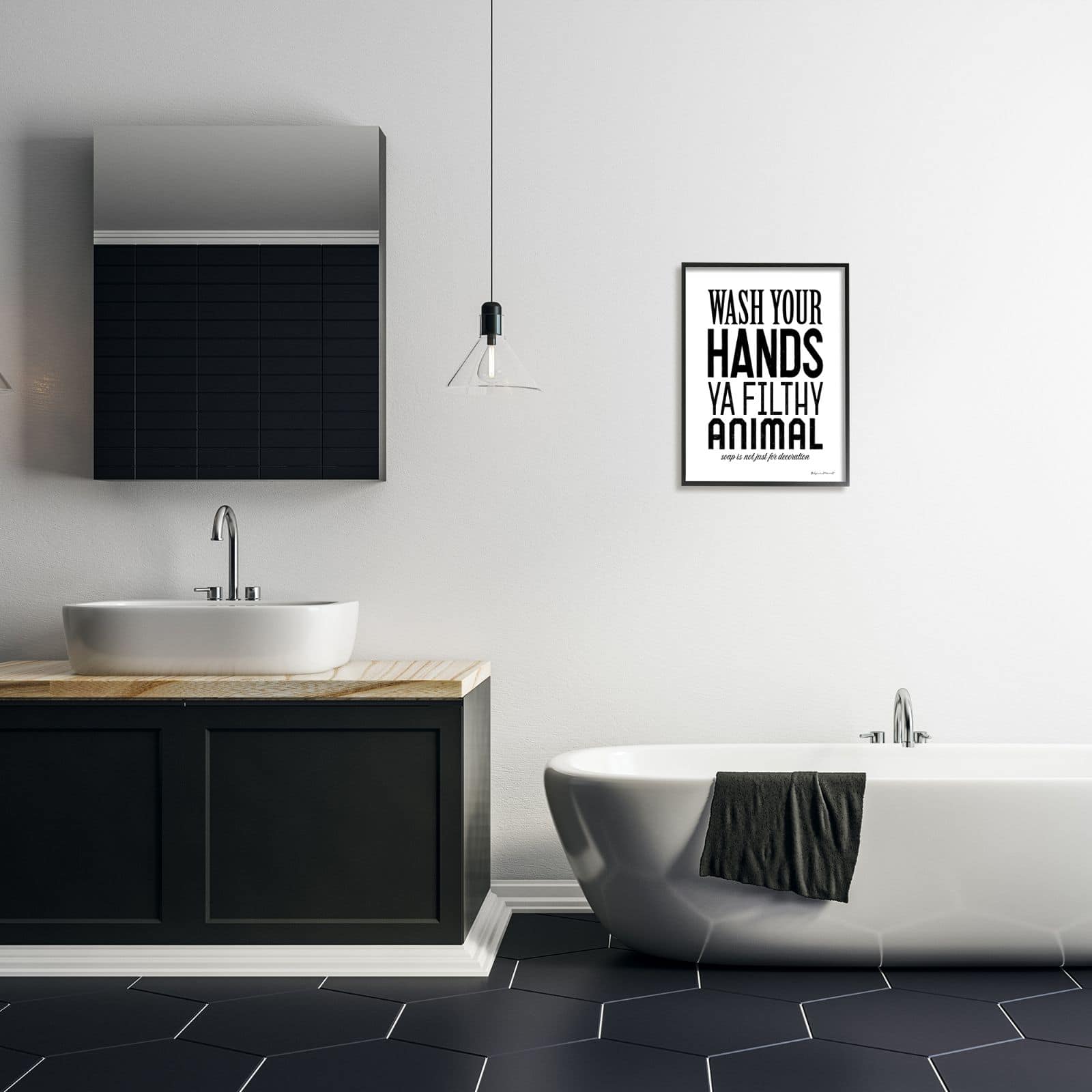 Stupell Industries Wash Your Hands Ya Filthy Animal Funny Bathroom Framed Wall Art