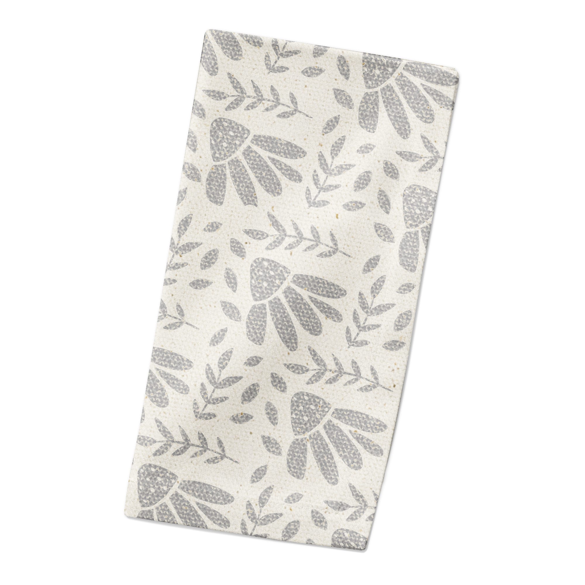 Simple Gray Florals 10" x 10" Cotton Twill Napkin
