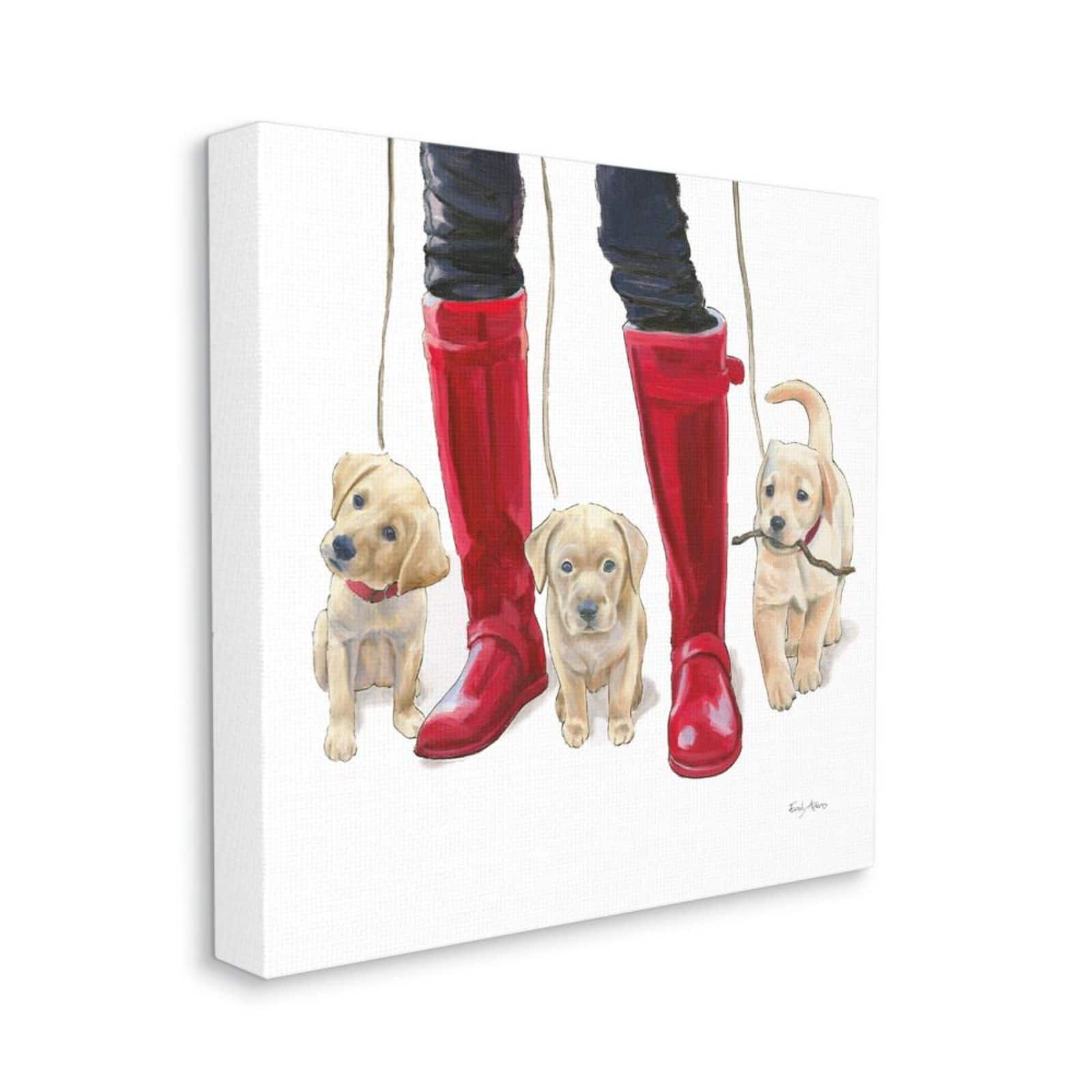 Stupell Industries Labrador Puppies & Rain Boots Wall Art
