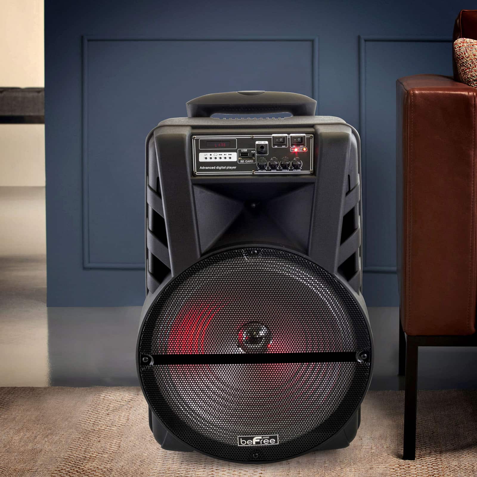 beFree Sound 15" Bluetooth Portable Rechargeable Party Speaker With LED Lights