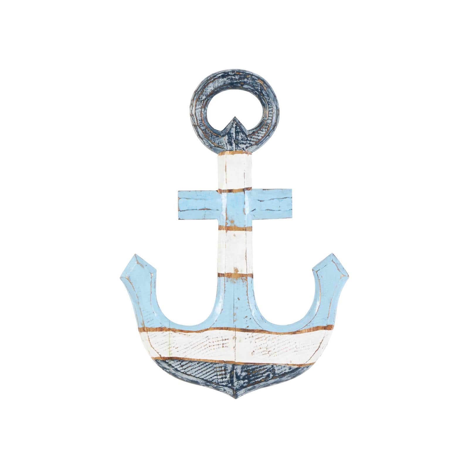 15" x 22" Blue Wood Anchor Distressed Wall Décor