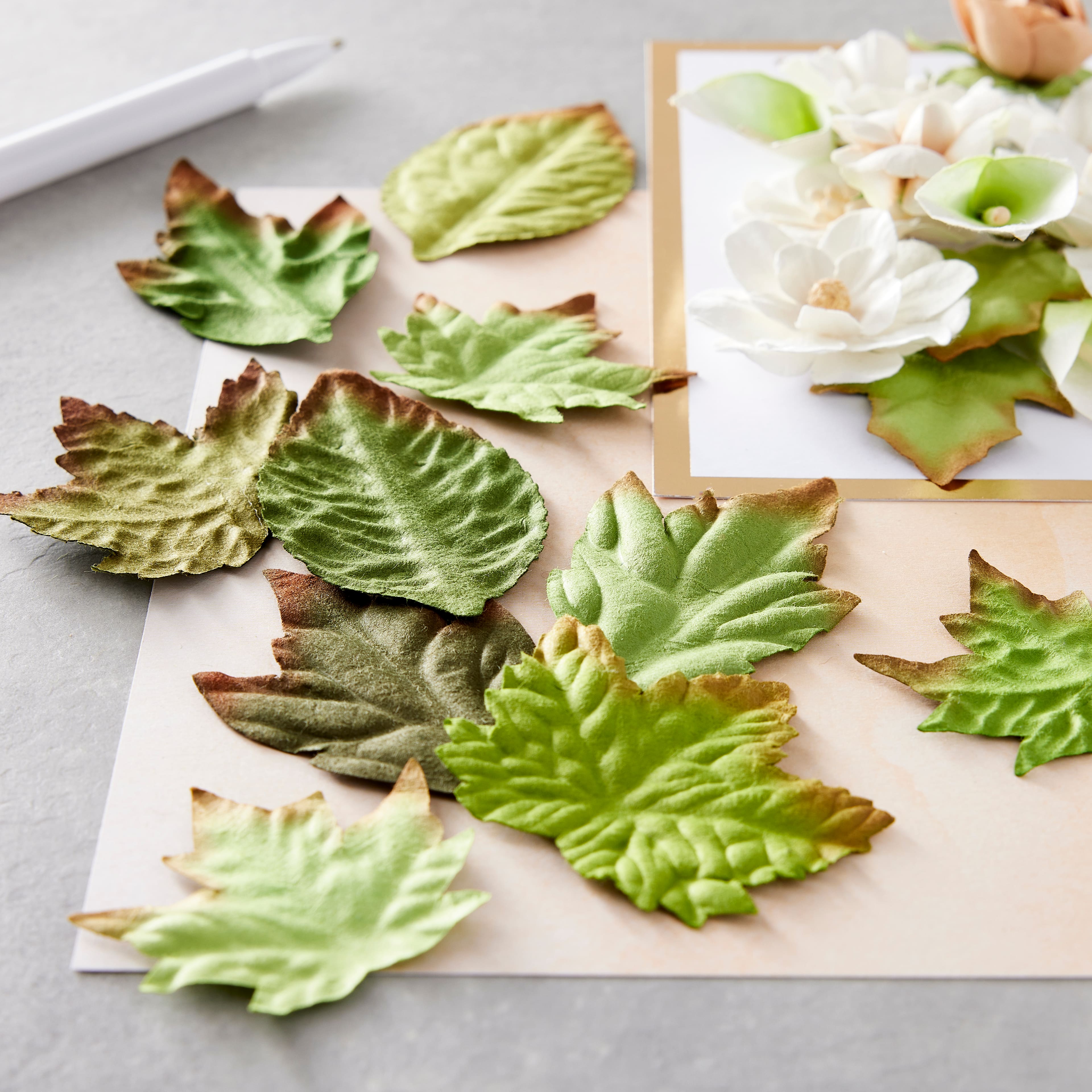 12 Packs: 36 ct. (432 total) Green Paper Leaf Embellishment Set by Recollections™