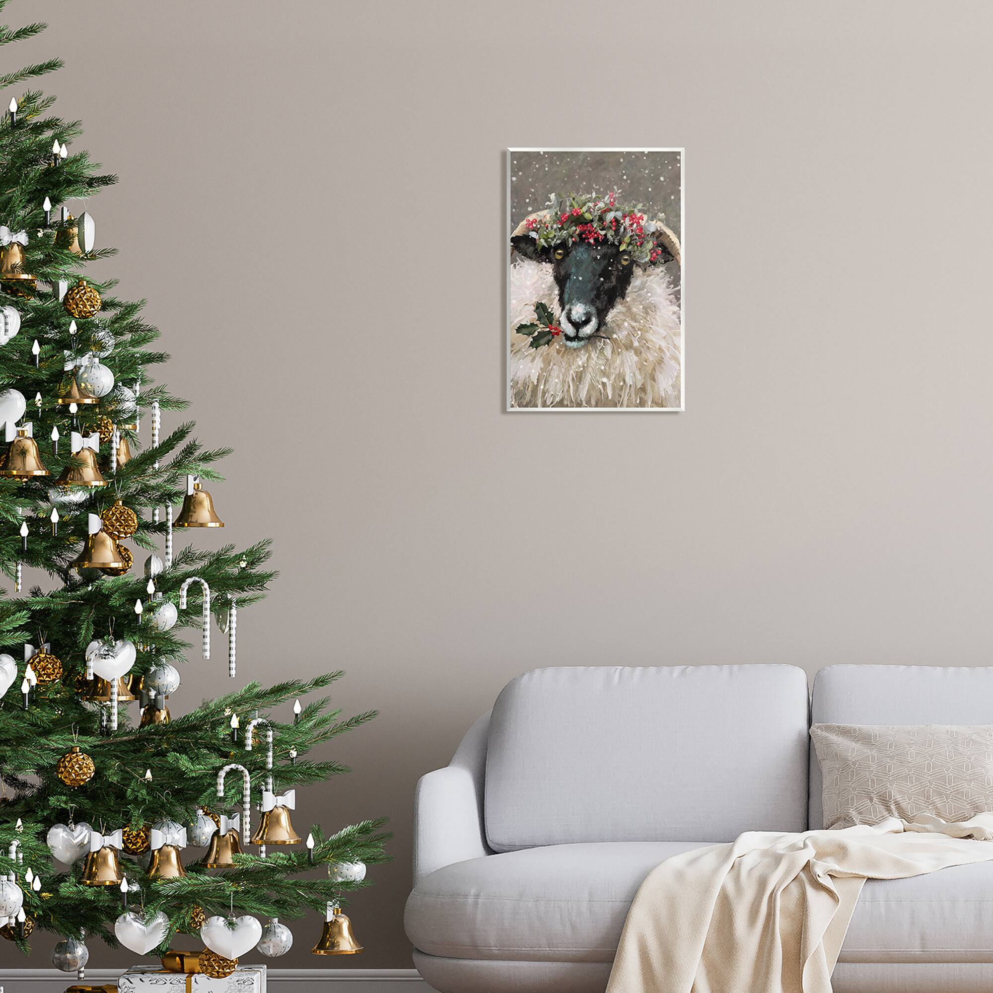 Stupell Industries Holiday Berries Farmhouse Sheep Wall Plaque Art