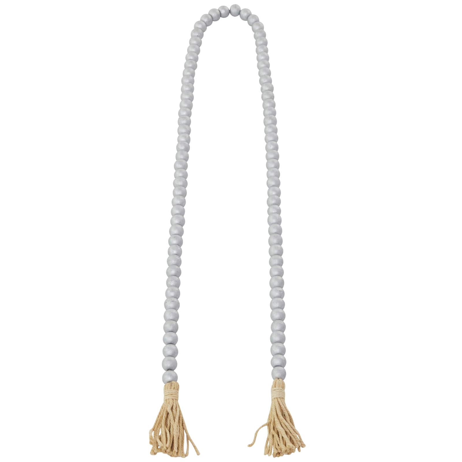 Silver Mango Wood Beaded Garland with Tassel
