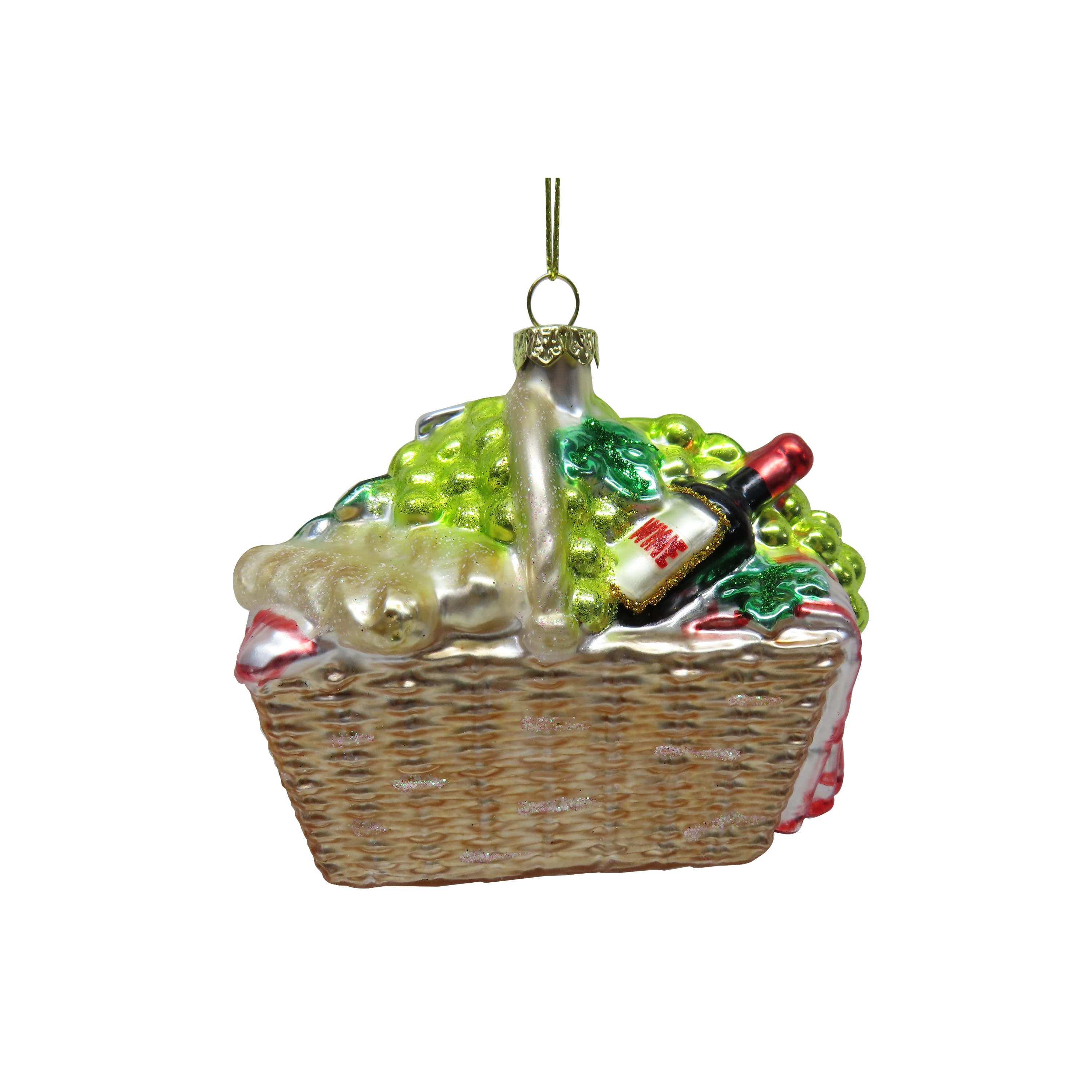 4" Picnic Basket Hand Painted Glass Ornament by Ashland®