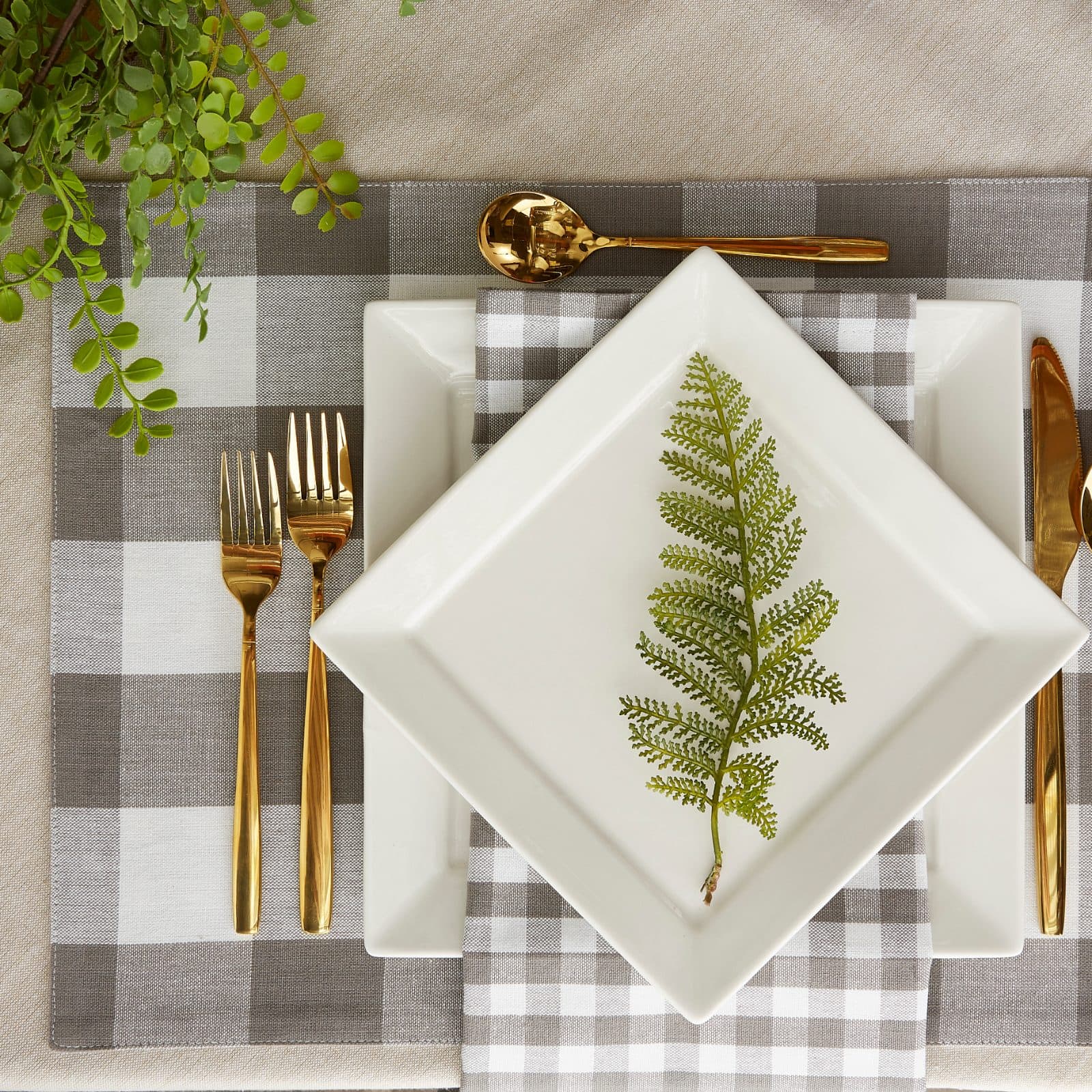 DII® Gray & White Reversible Gingham & Buffalo Check Placemat Set, 4ct.
