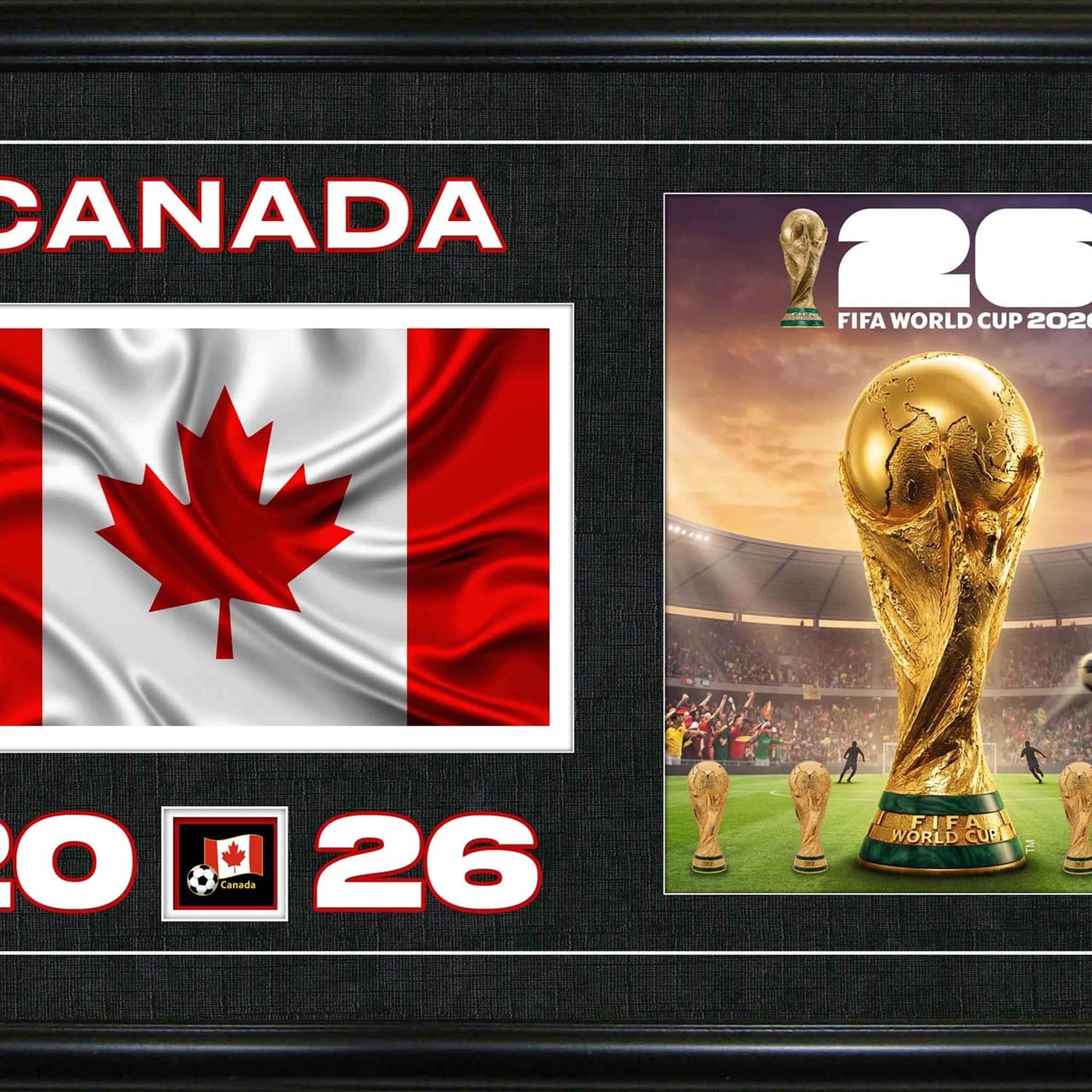 Frameworth 24" x 15" FIFA World Cup 2026 Team Canada Flag and Trophy Framed Wall Decor