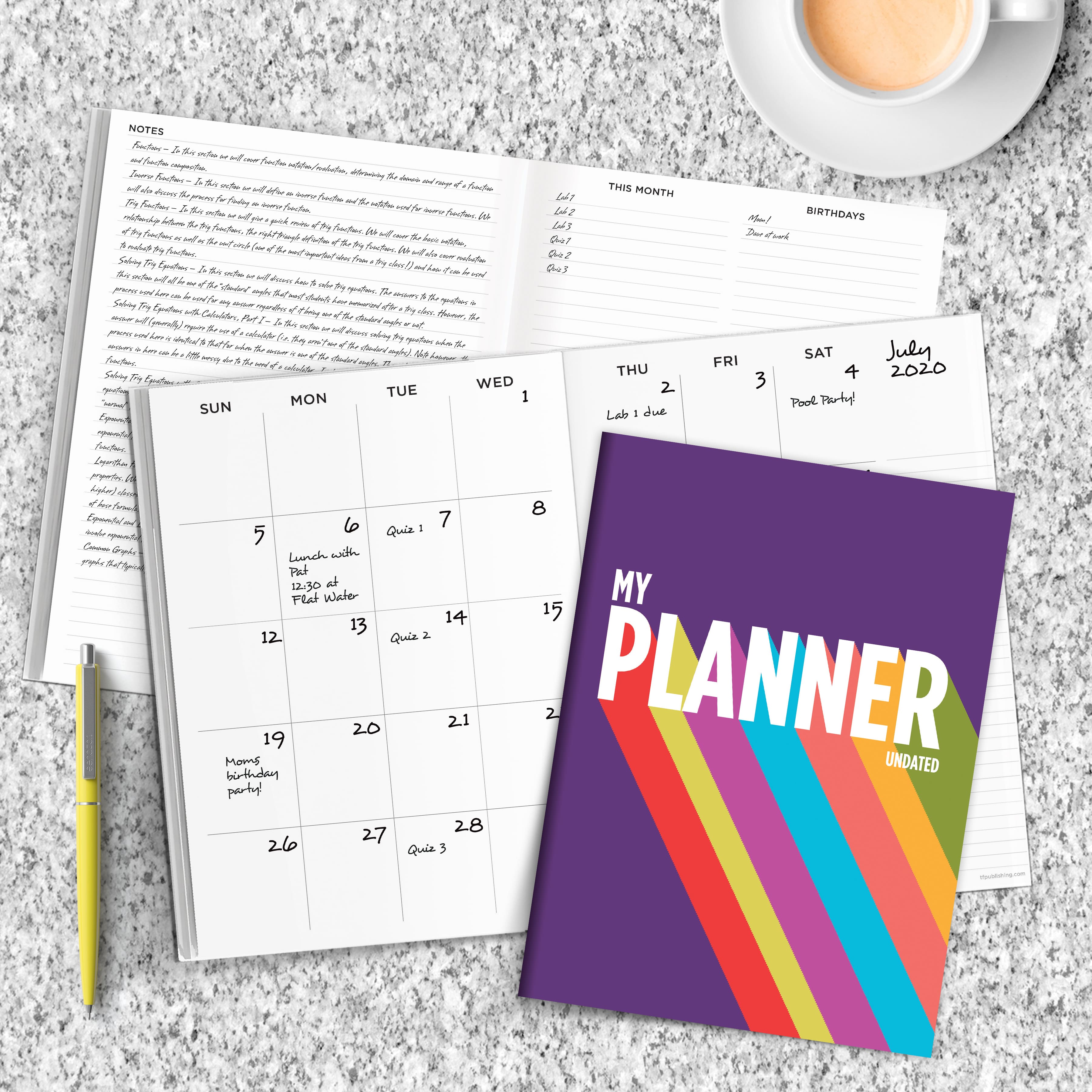 TF Publishing Medium Purple Rainbow Undated Monthly Planner