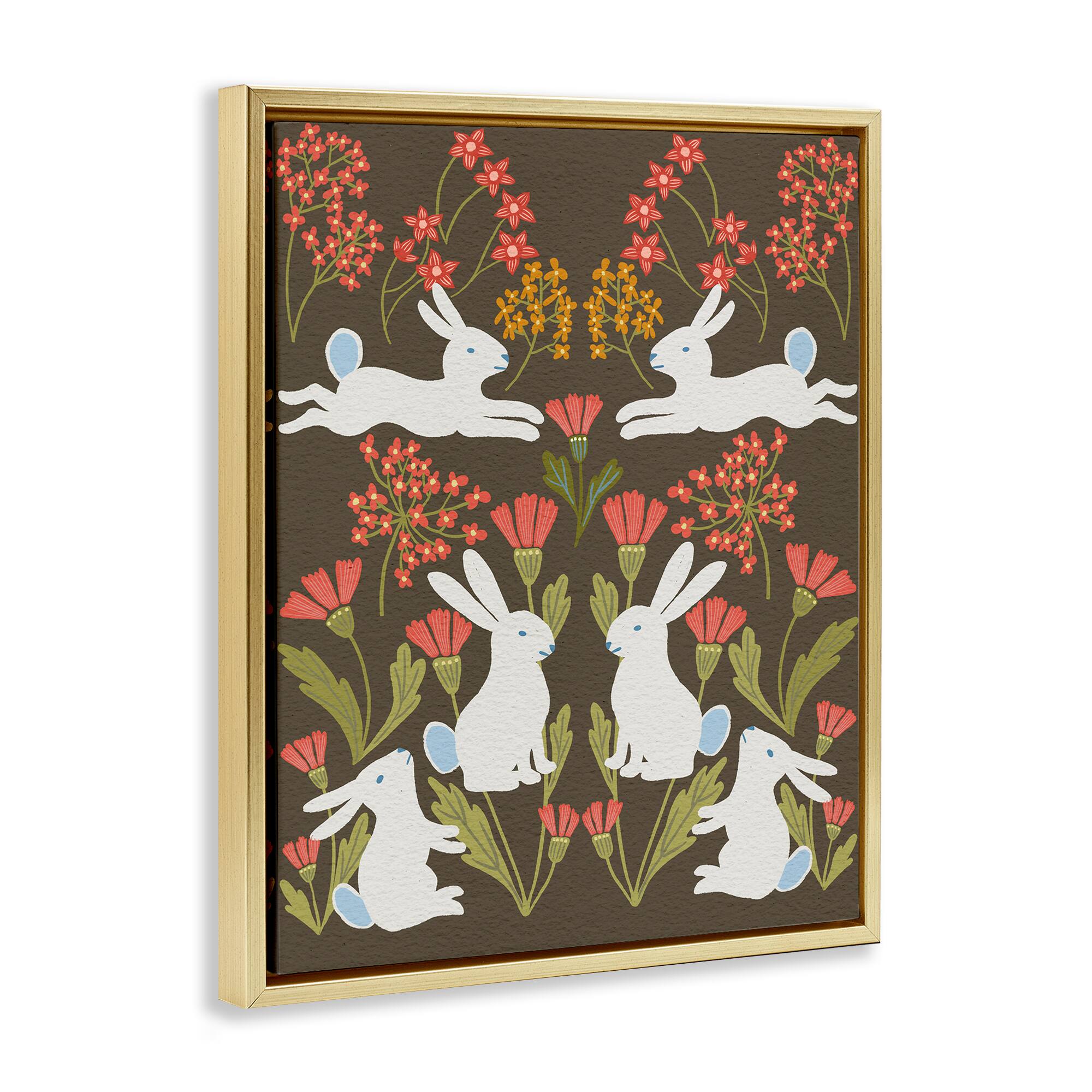 Stupell Industries Wild Spring Blooms & Rabbits Floating Frame Wall Art