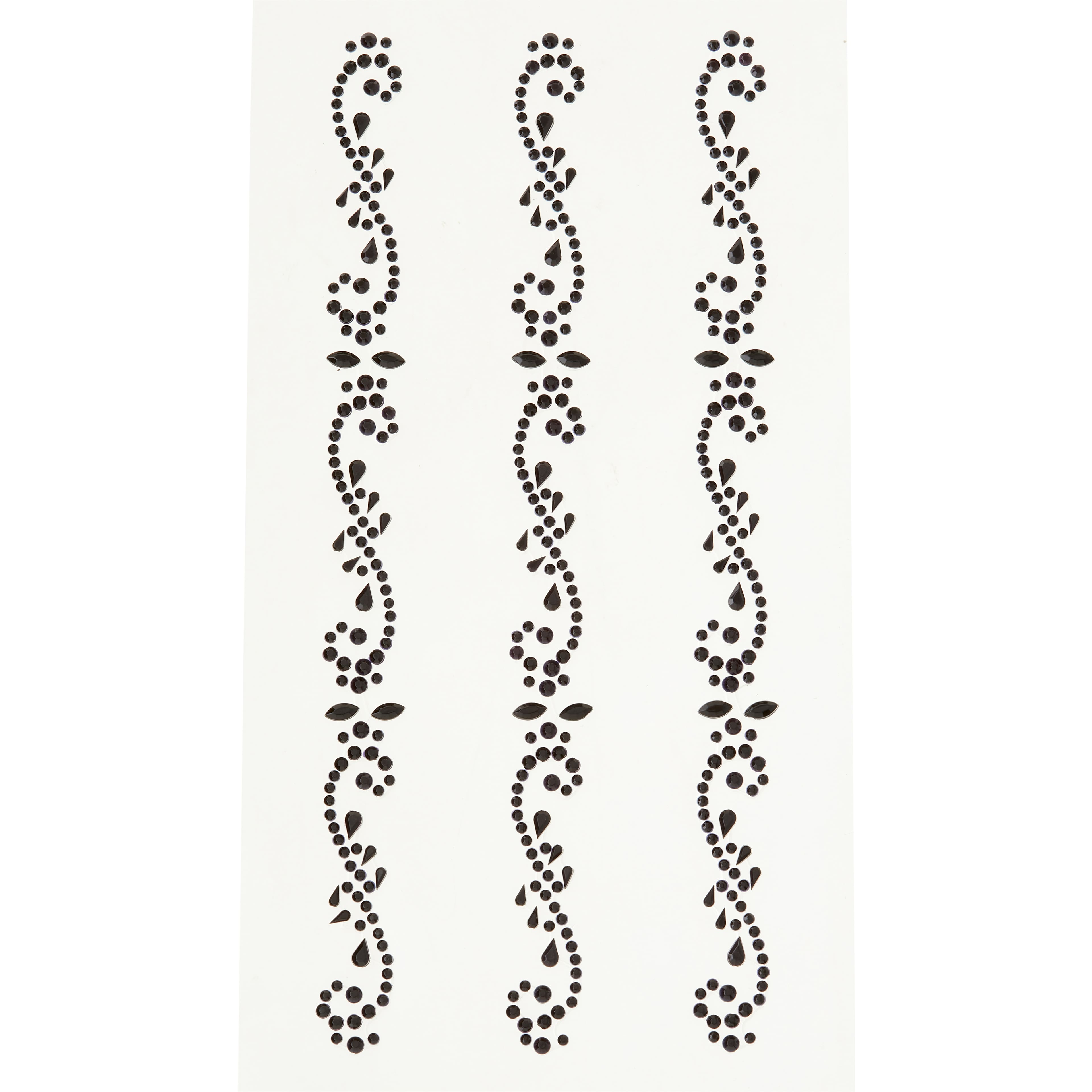 12 Packs: 3 ct. (36 total) Black Flourish Border Adhesive Rhinestones by Recollections™