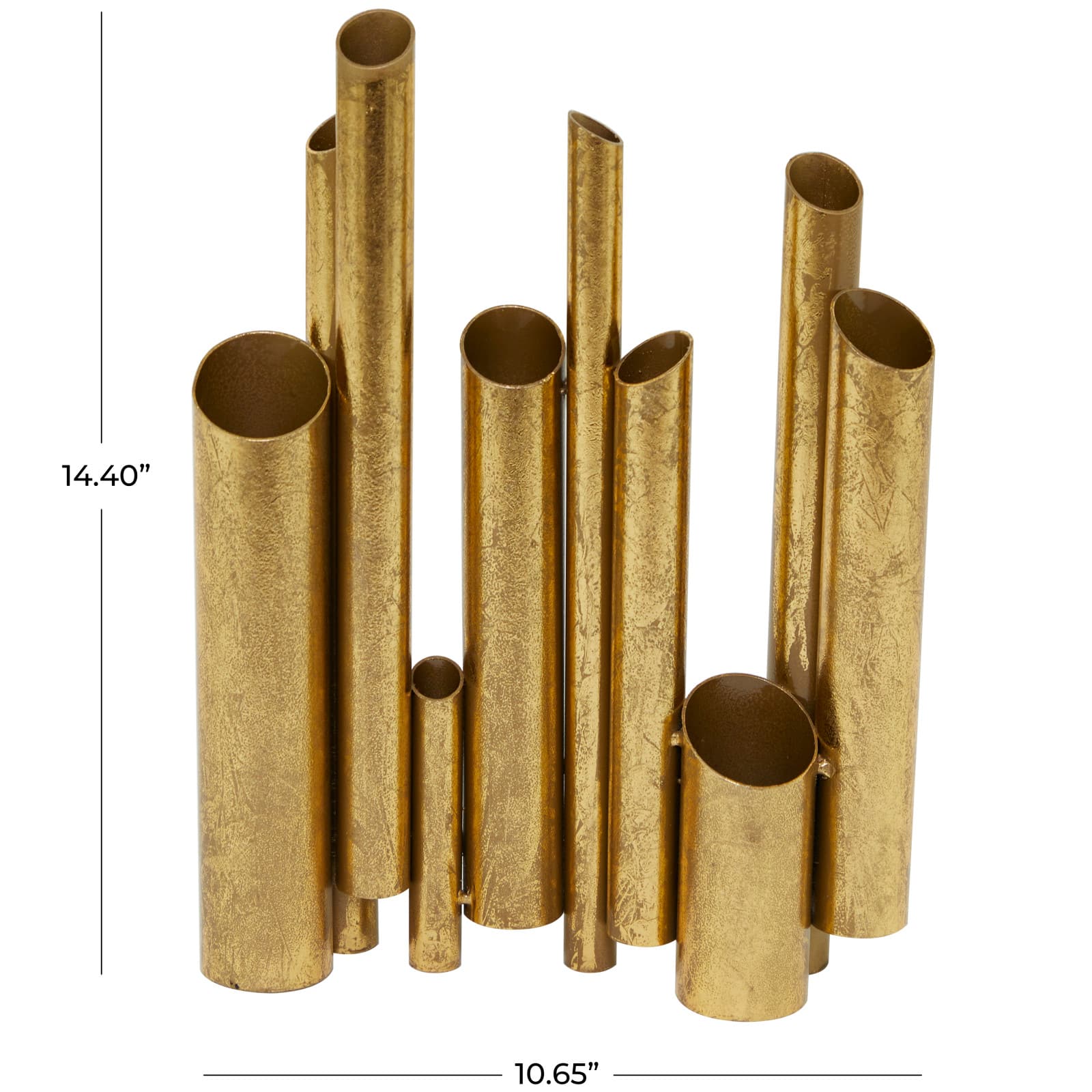 CosmoLiving by Cosmopolitan Gold Metal Organ Pipe Vase 11" x 3" x 14"