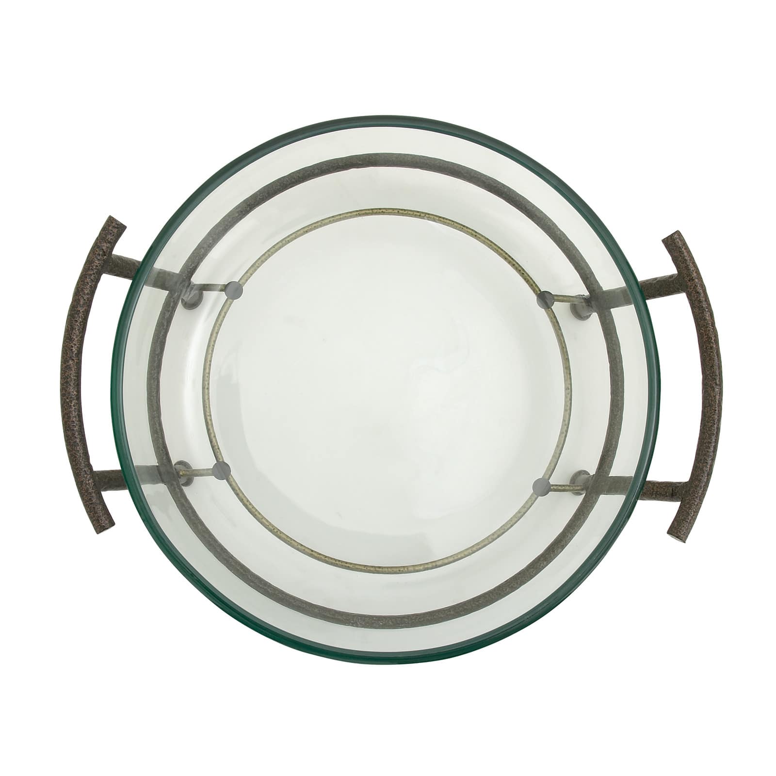 Clear Glass and Metal Modern Serving Stand, 7" x 19" x 16"