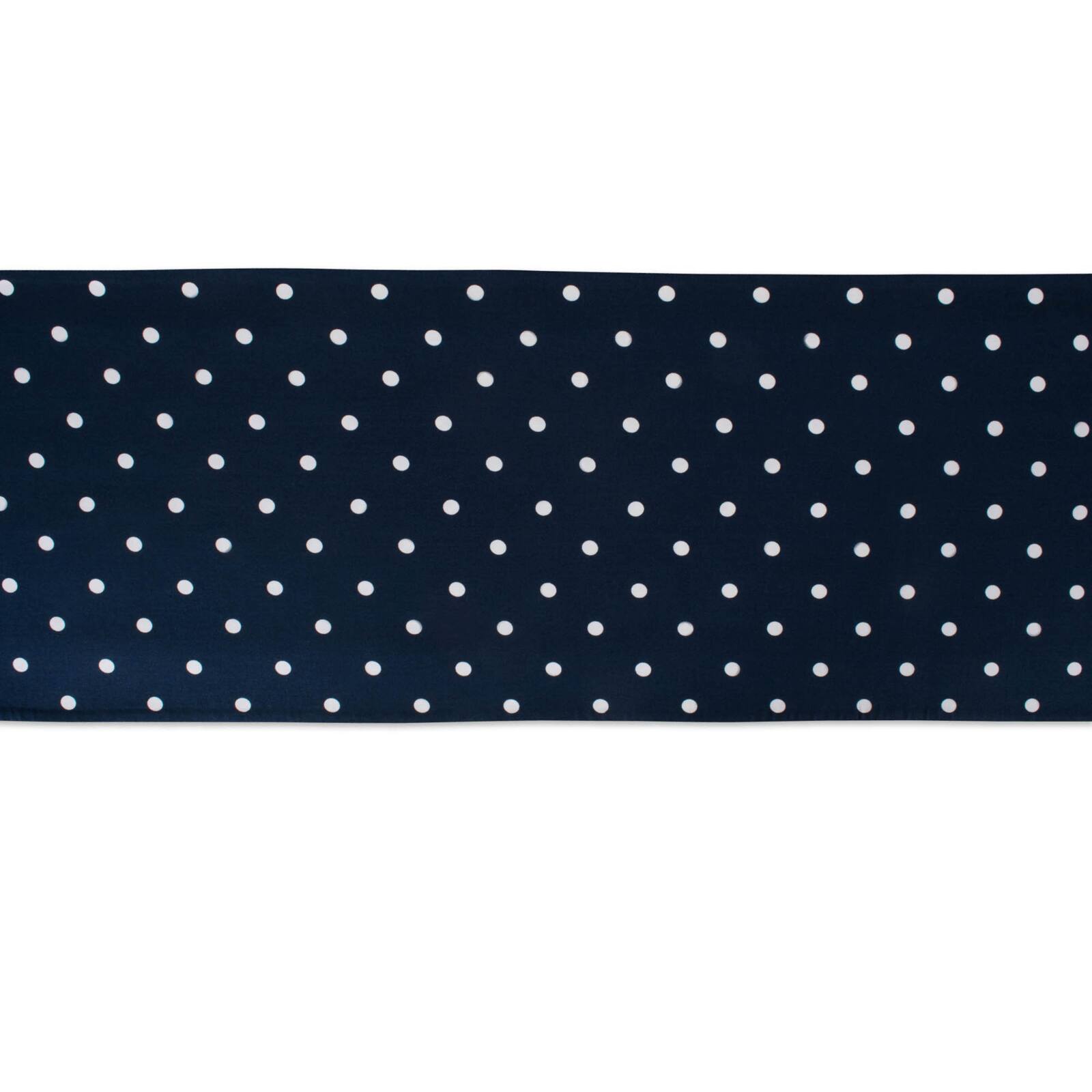 White/Navy Reversible Polka Dot Table Runner 14" x 90"
