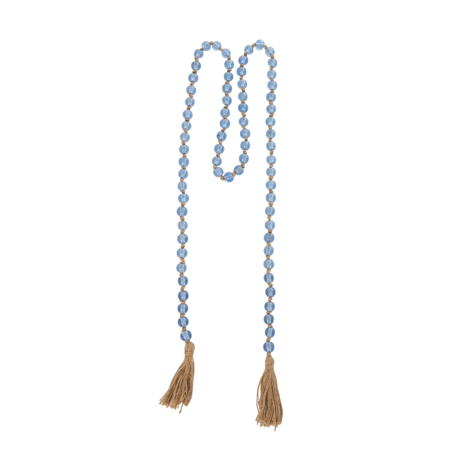 86.5" Handmade Round Glass Beaded Garland with Jute Tassel