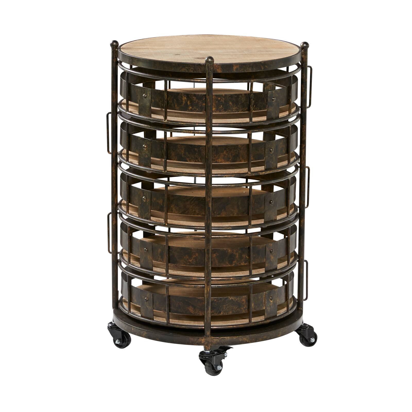 Brown Metal Farmhouse Storage Cart, 28" x 17" x 17"