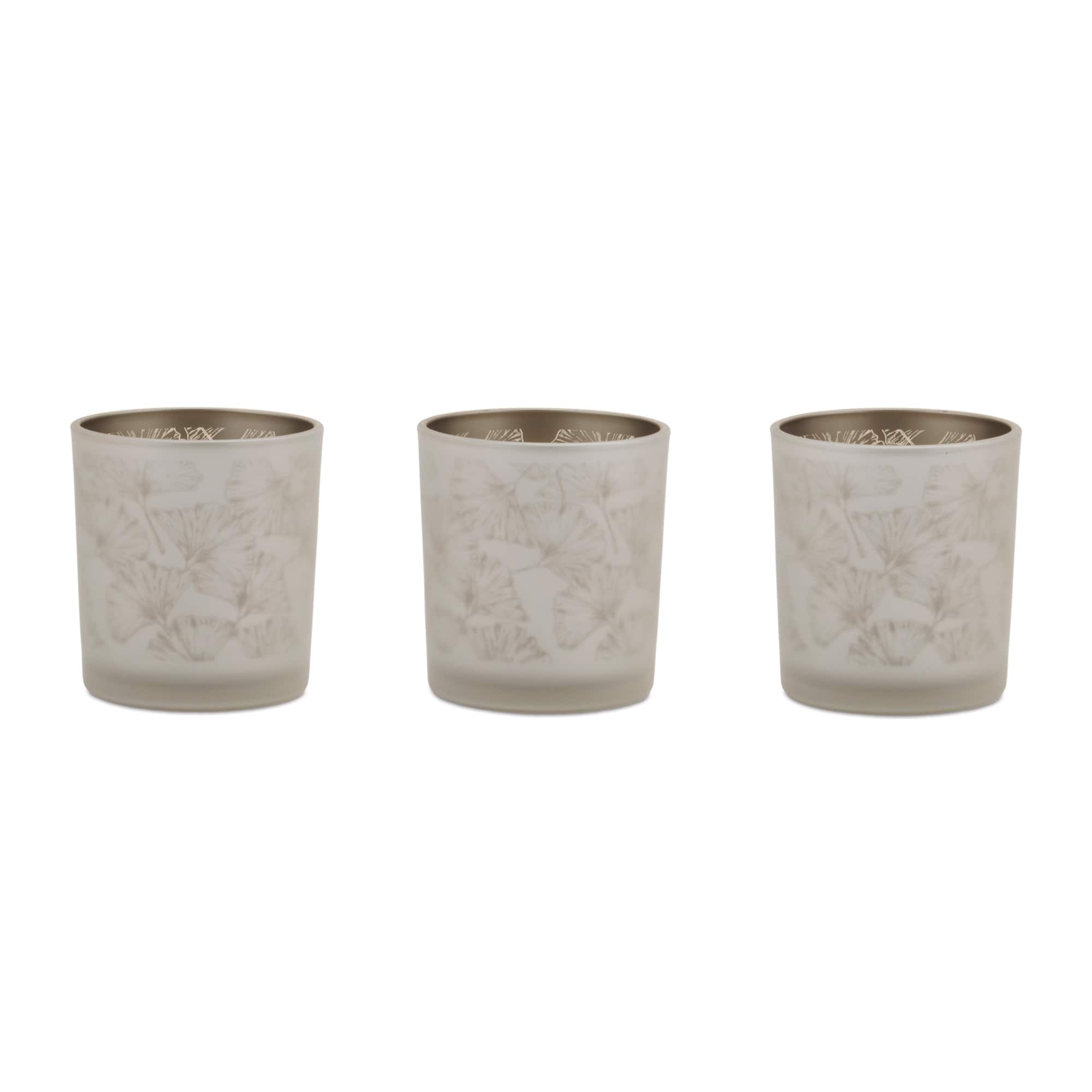 3" Silver & Gold Glass Votive Candle Holders, 3ct.